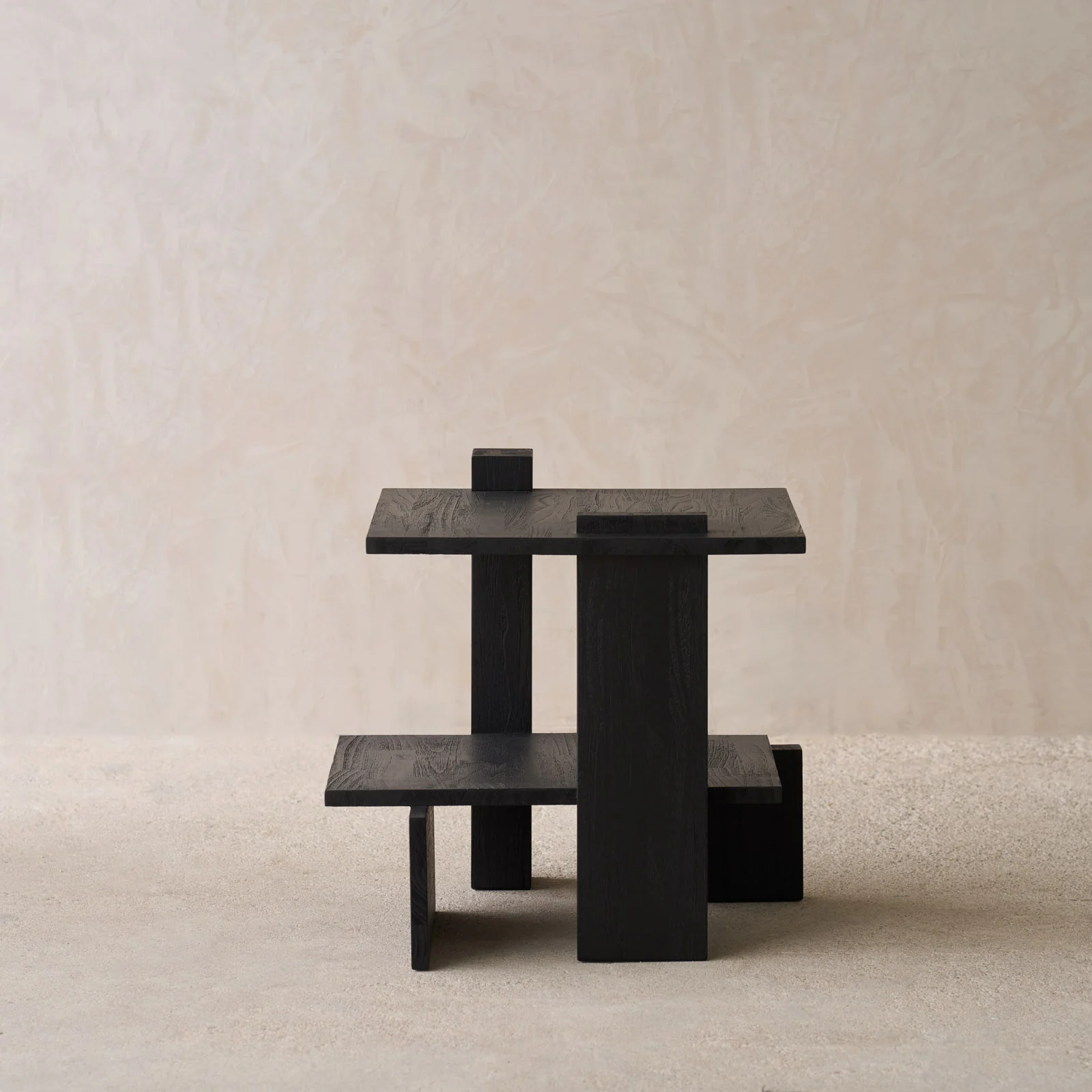 Abstract Side Table | Teak - Black (56cm) - Image 3