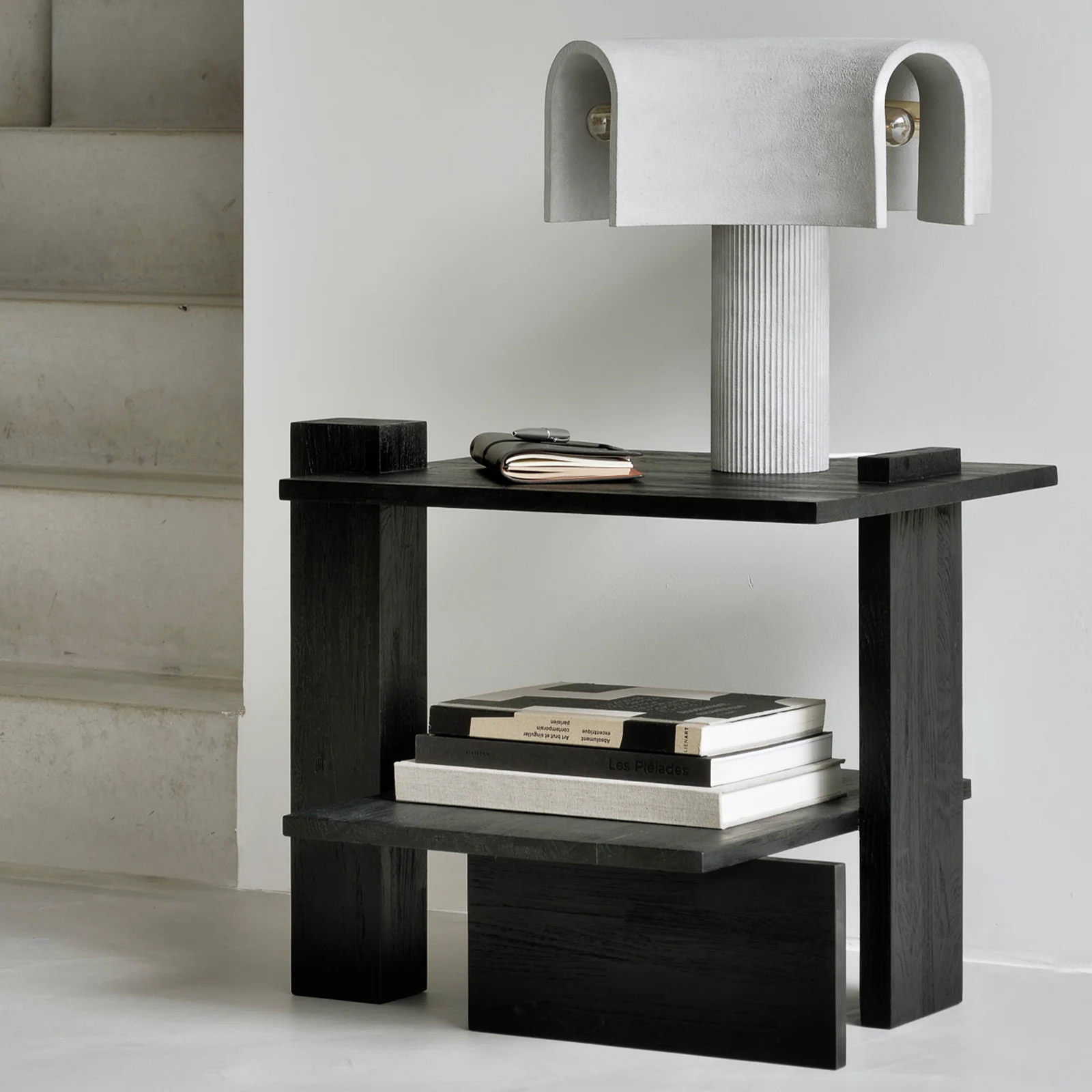 Abstract Side Table | Teak - Black (56cm) - Image 5