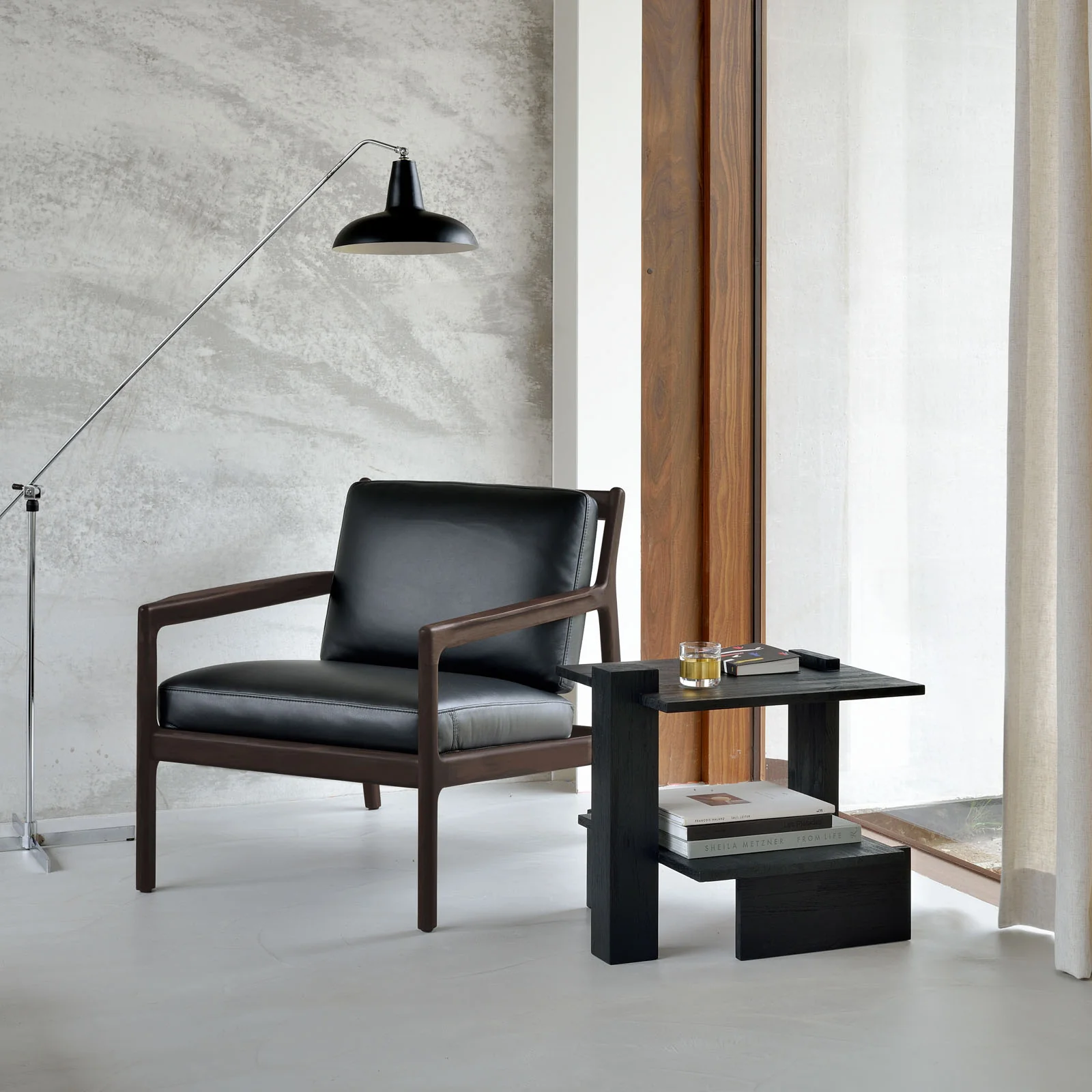 Abstract Side Table | Teak - Black (56cm) - Image 6