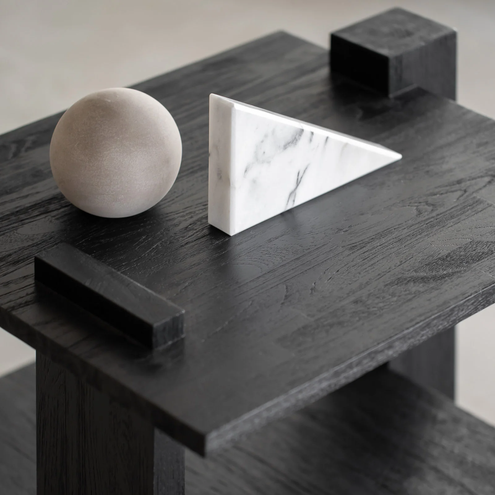 Abstract Side Table | Teak - Black (56cm) - Image 7
