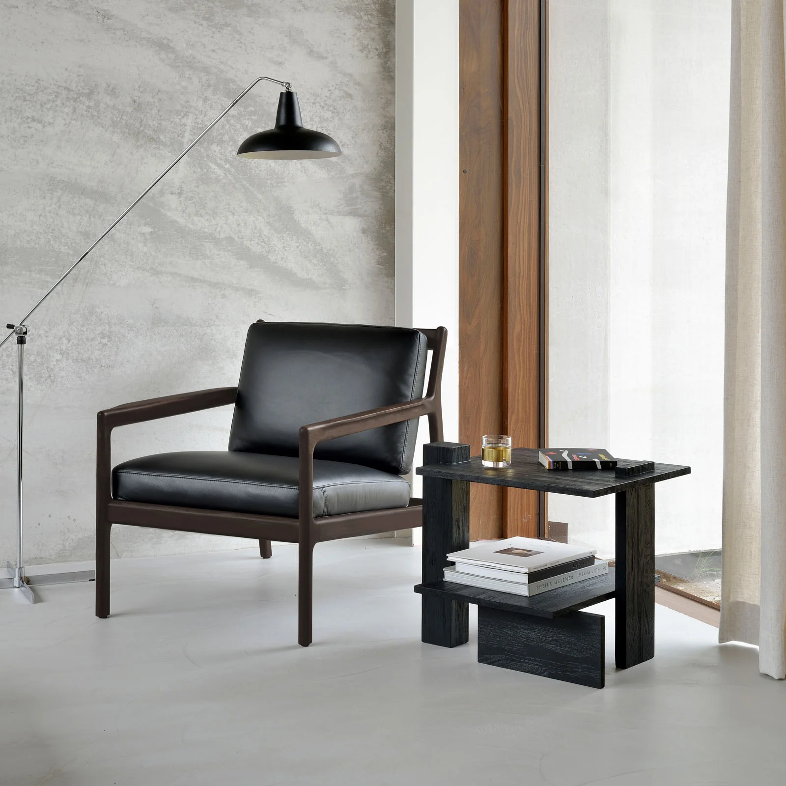 Abstract Side Table | Teak - Black (56cm) - Image 8