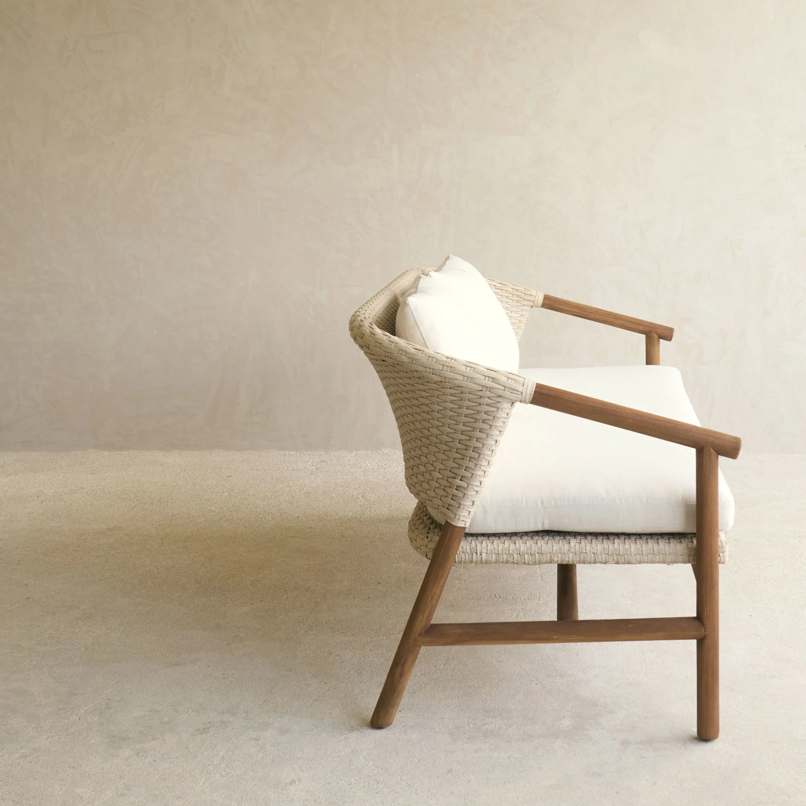 Aiko Outdoor Sofa | White Shell Frame with Sand Cushions - Image 10