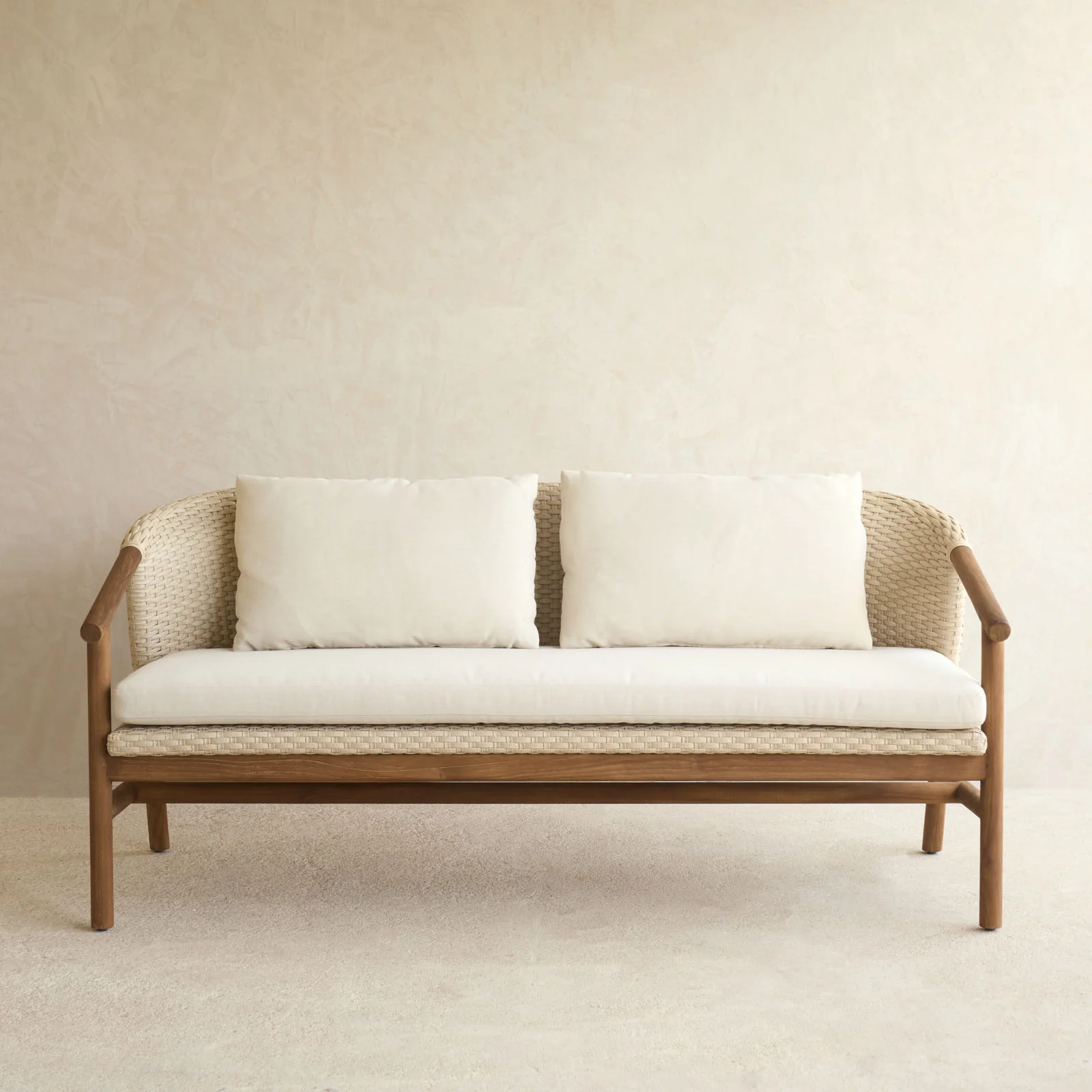 Aiko Outdoor Sofa | White Shell Frame with Sand Cushions - Image 3