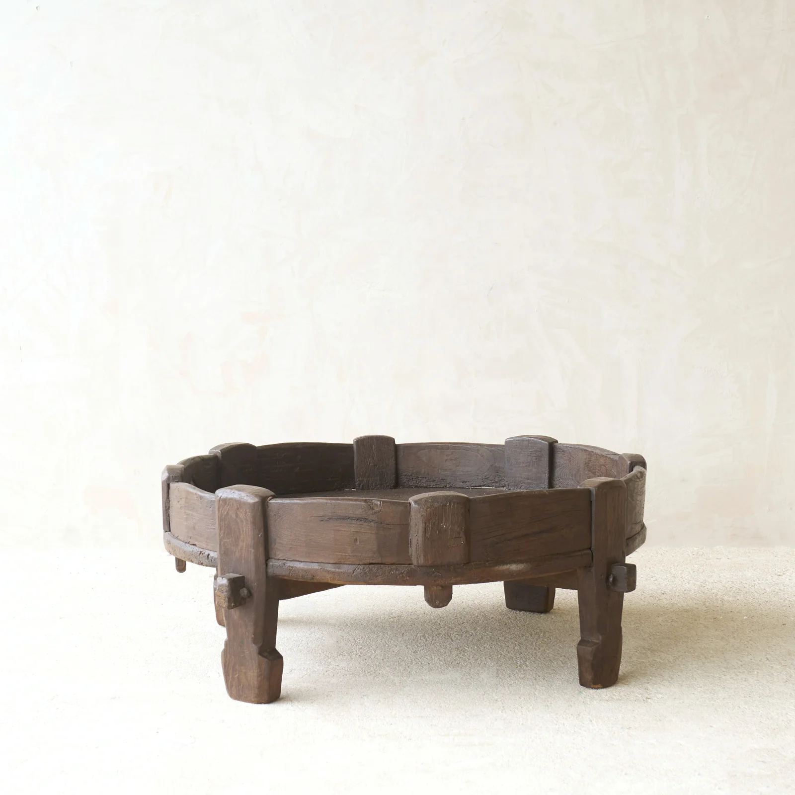 Antique Hand Carved Chakki Low Table | No. 5 - Image 3