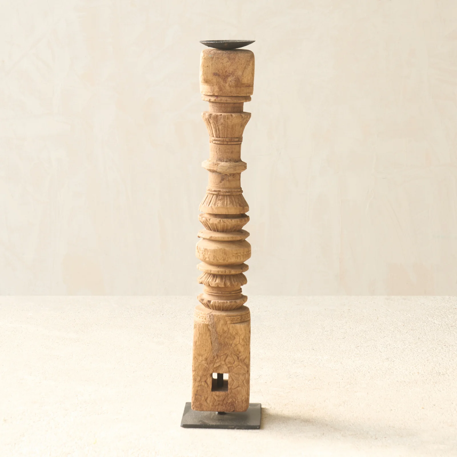 Antique Hand Carved Charpoy Candle Stand - Image 10