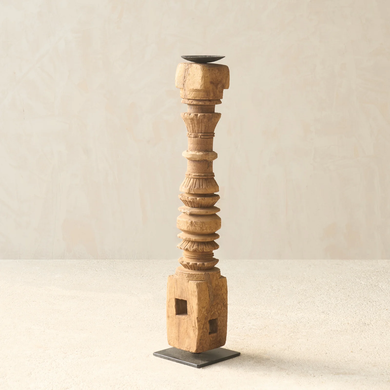 Antique Hand Carved Charpoy Candle Stand - Image 12