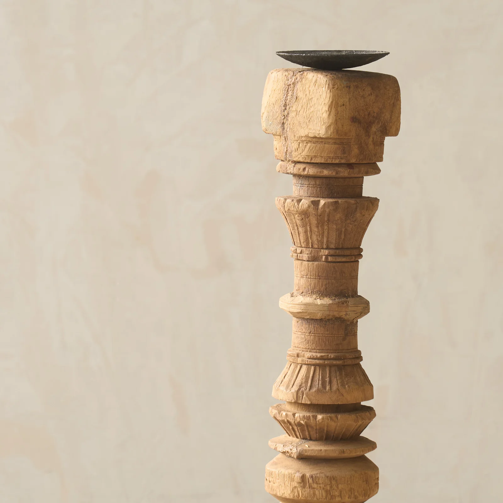 Antique Hand Carved Charpoy Candle Stand - Image 13