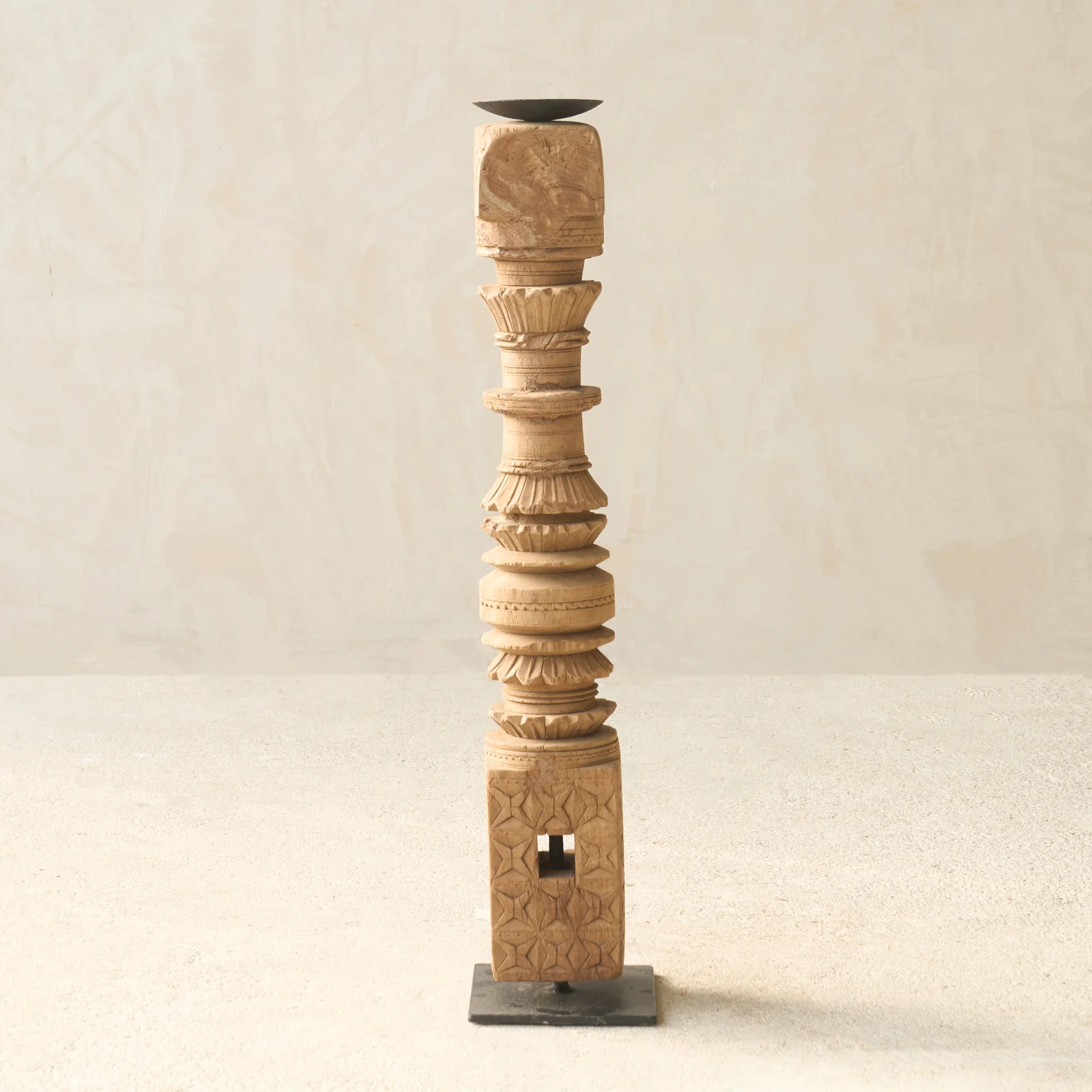 Antique Hand Carved Charpoy Candle Stand - Image 14
