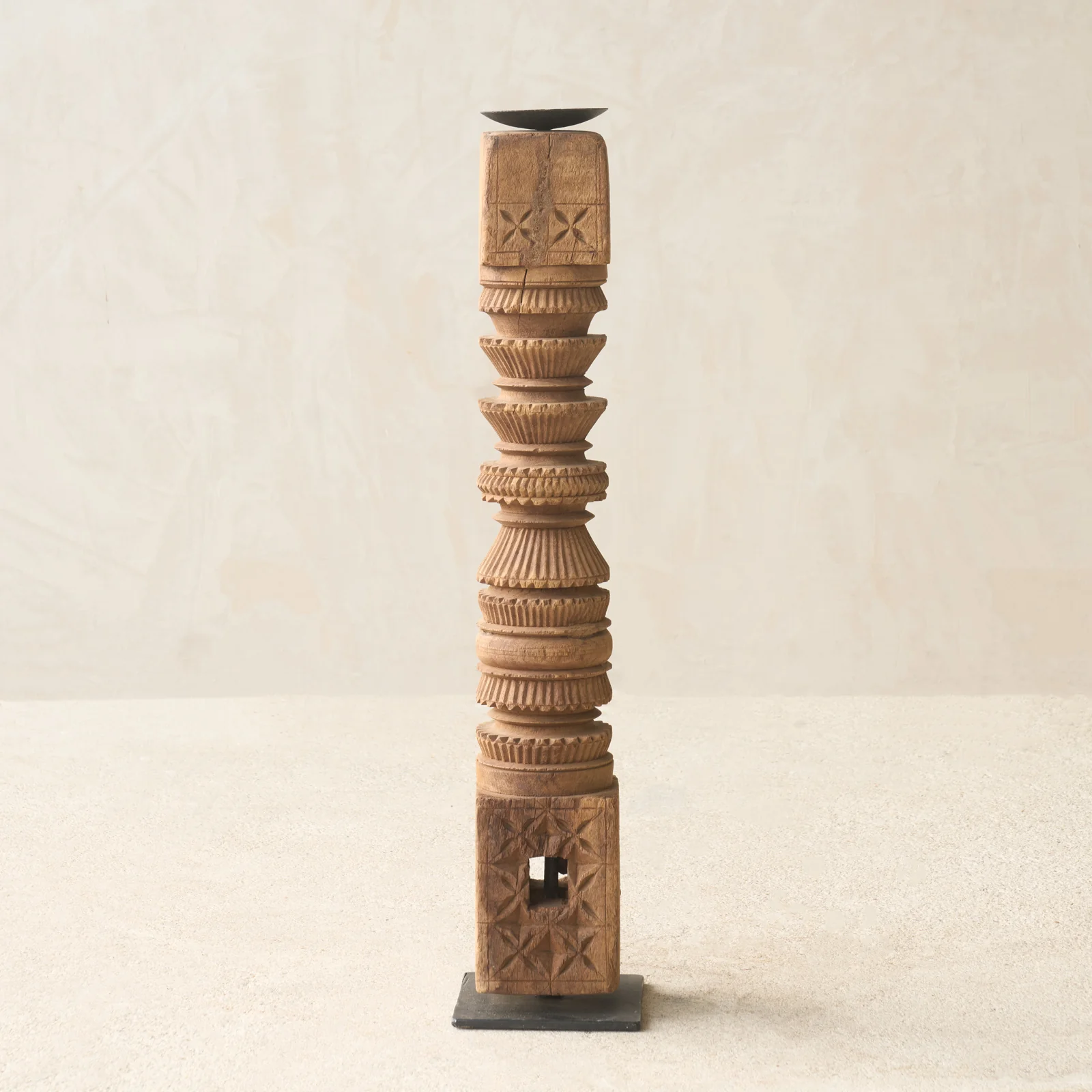 Antique Hand Carved Charpoy Candle Stand - Image 10