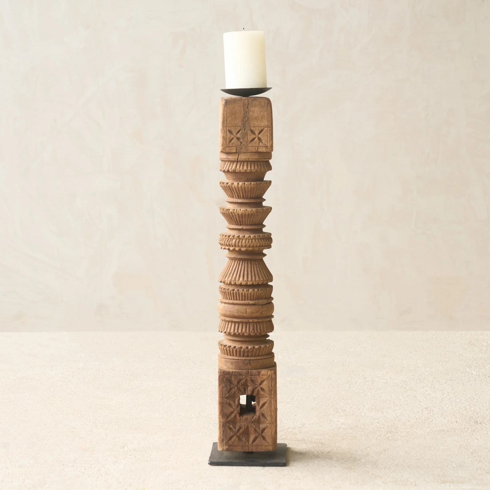 Antique Hand Carved Charpoy Candle Stand - Image 11