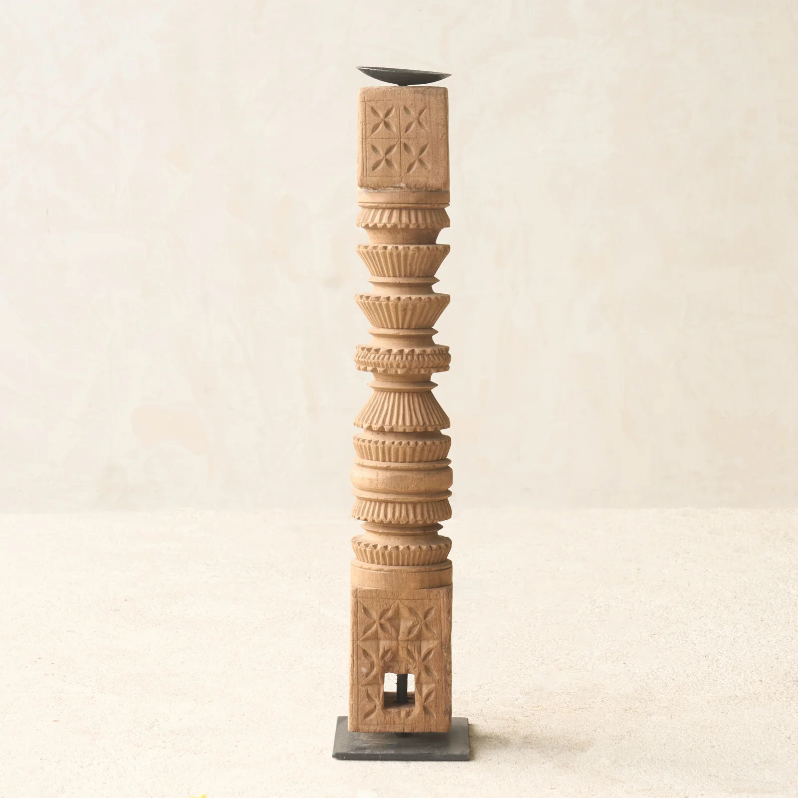 Antique Hand Carved Charpoy Candle Stand - Image 14