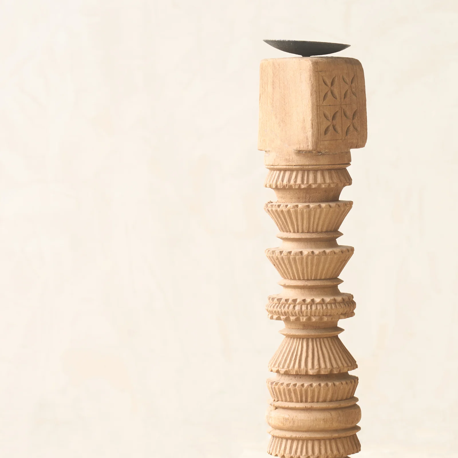 Antique Hand Carved Charpoy Candle Stand - Image 17