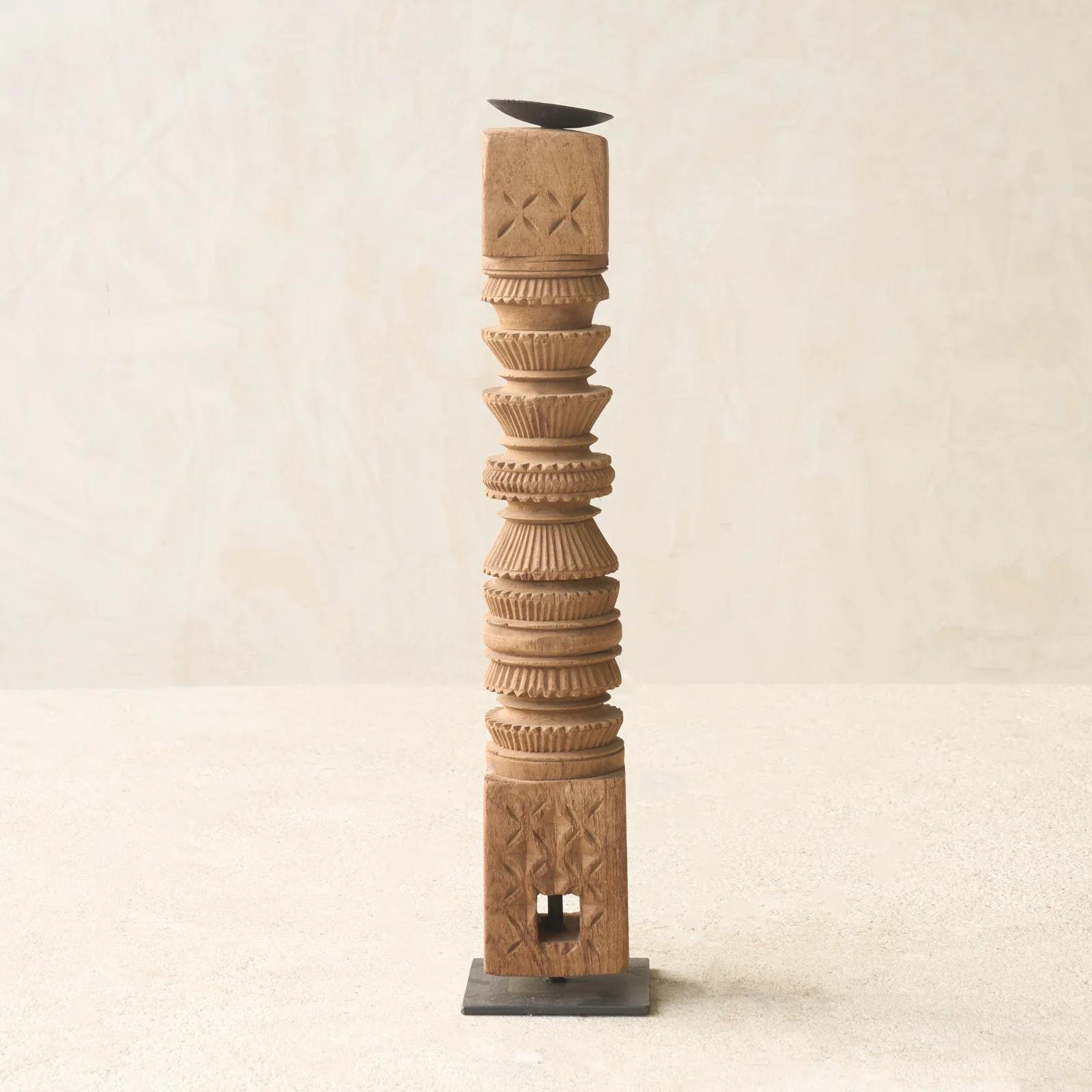Antique Hand Carved Charpoy Candle Stand - Image 6