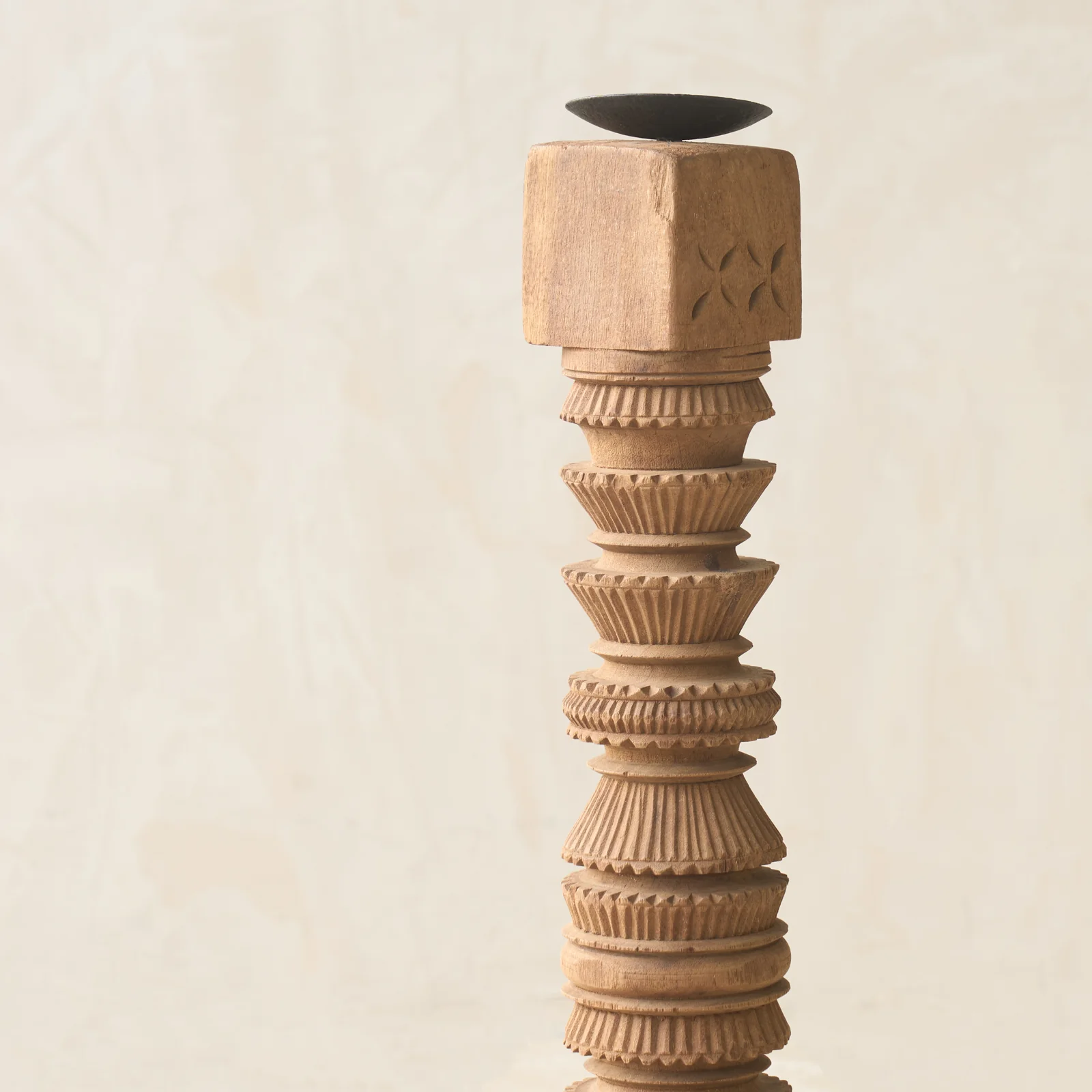 Antique Hand Carved Charpoy Candle Stand - Image 9