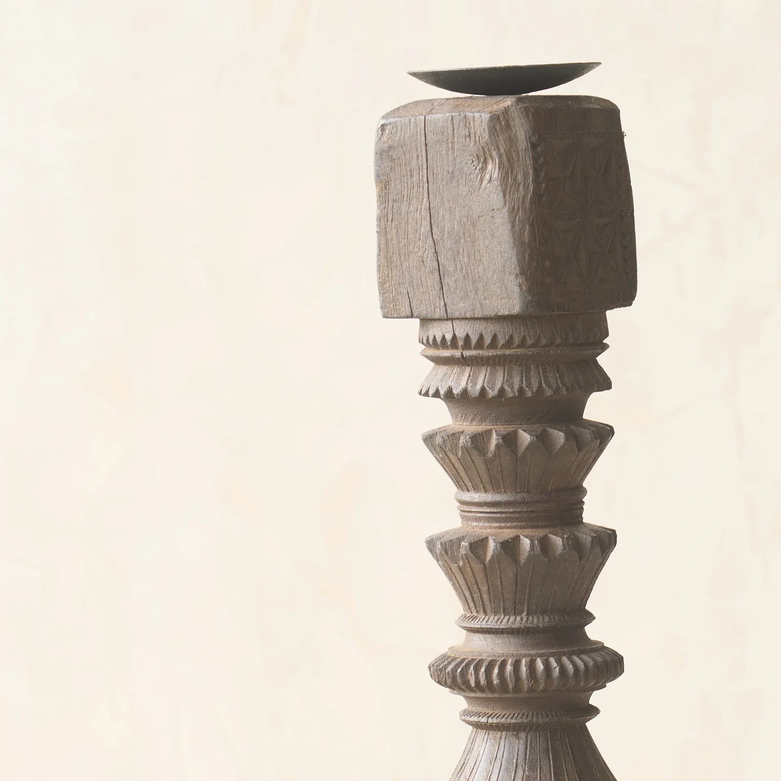 Antique Hand Carved Charpoy Candle Stand - Image 10
