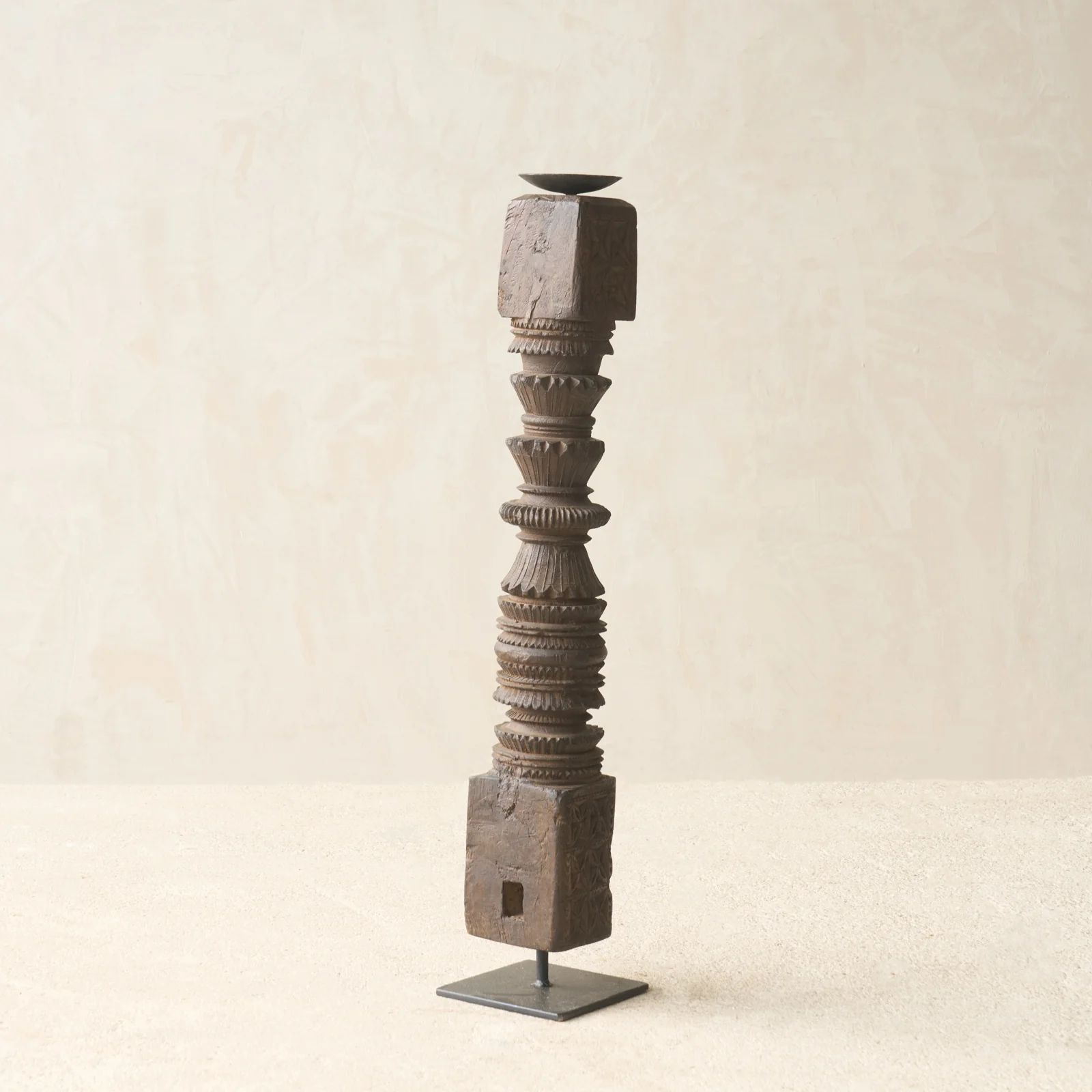 Antique Hand Carved Charpoy Candle Stand - Image 13