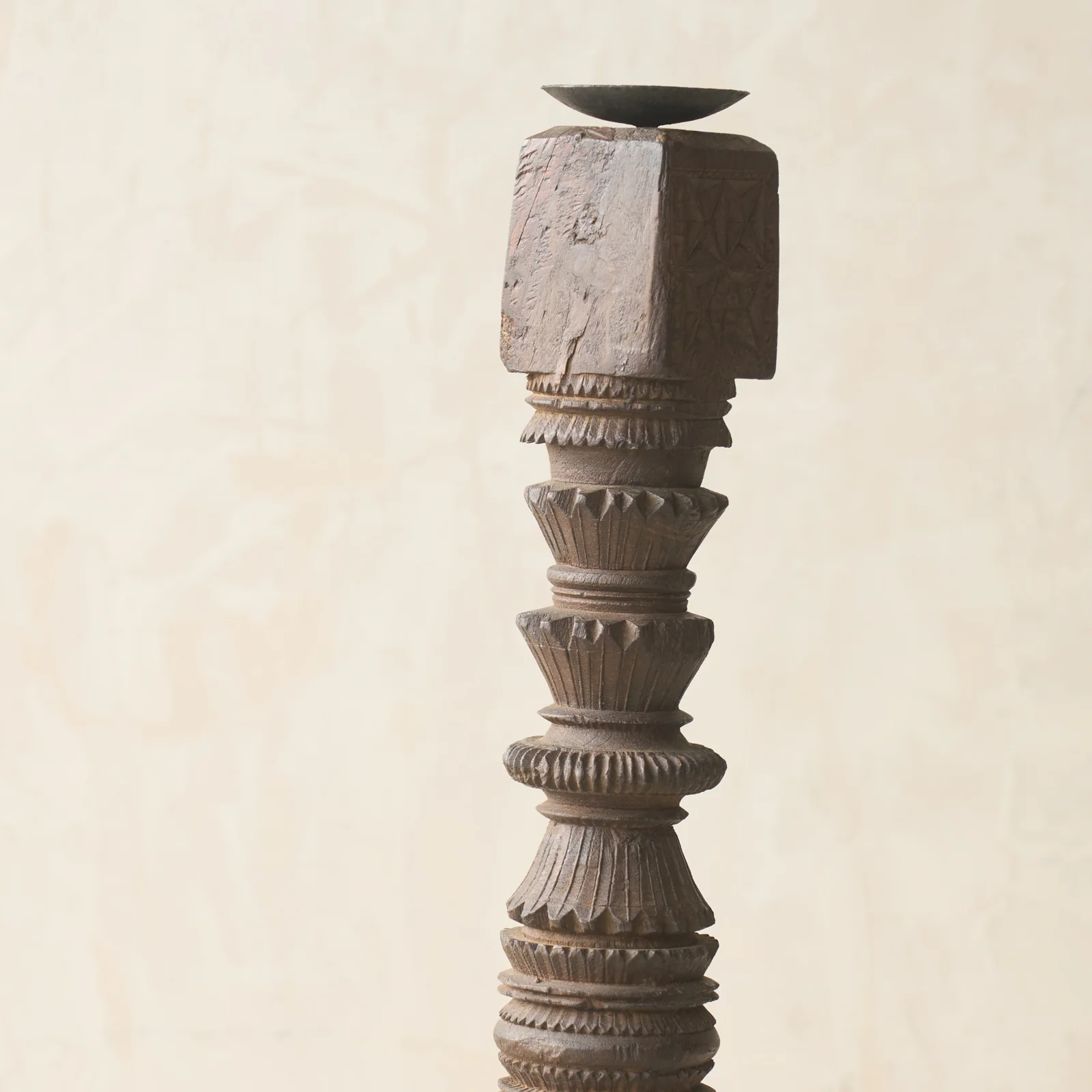 Antique Hand Carved Charpoy Candle Stand - Image 14