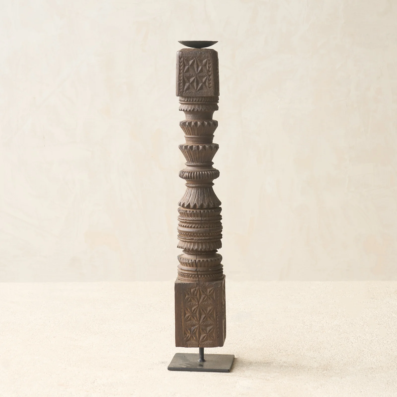 Antique Hand Carved Charpoy Candle Stand - Image 15
