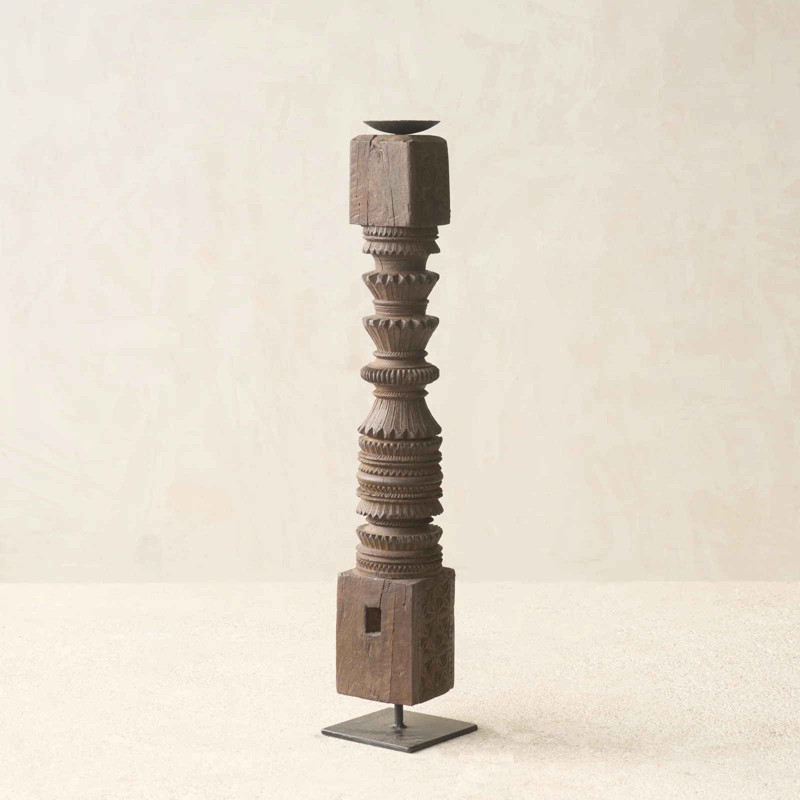 Antique Hand Carved Charpoy Candle Stand - Image 17