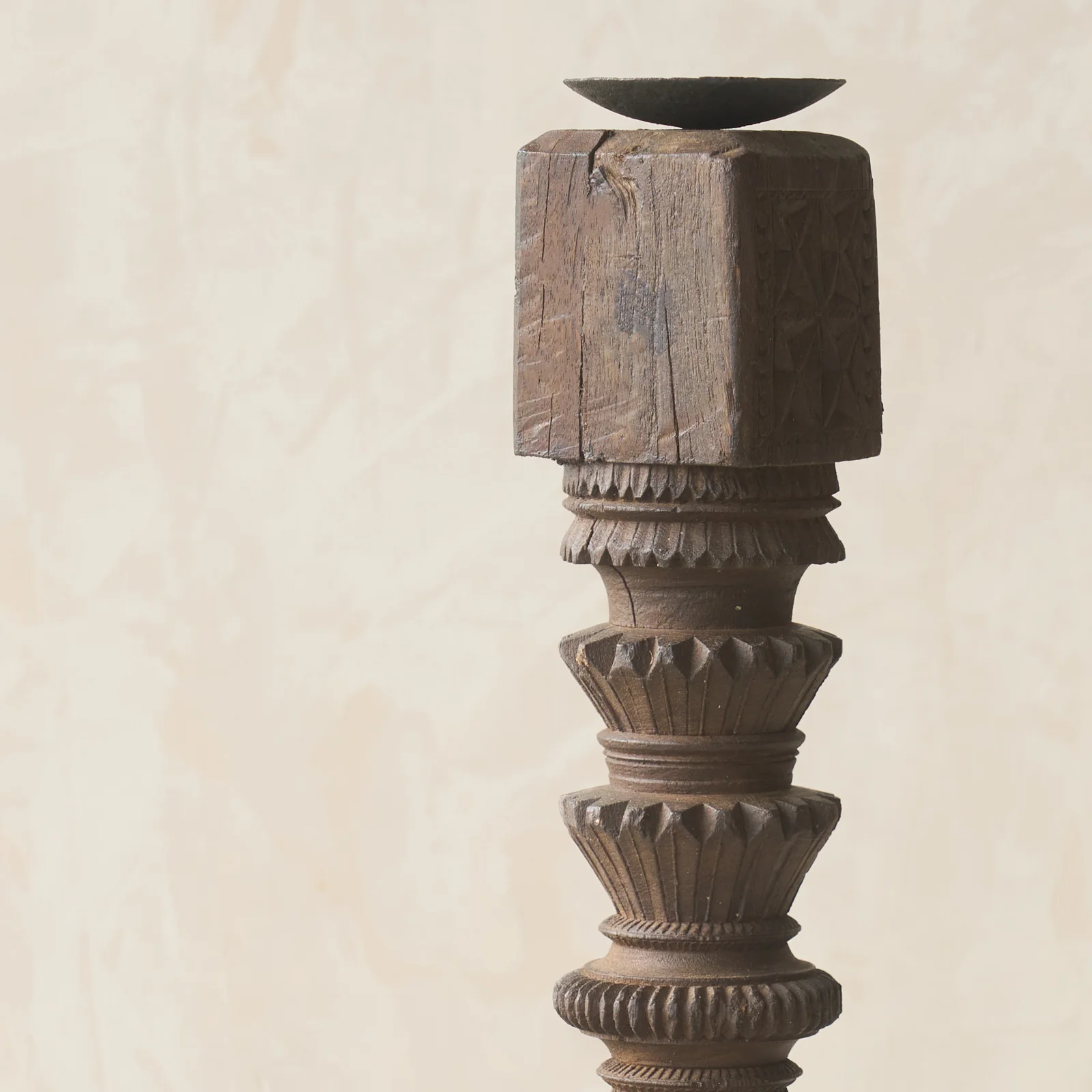 Antique Hand Carved Charpoy Candle Stand - Image 18
