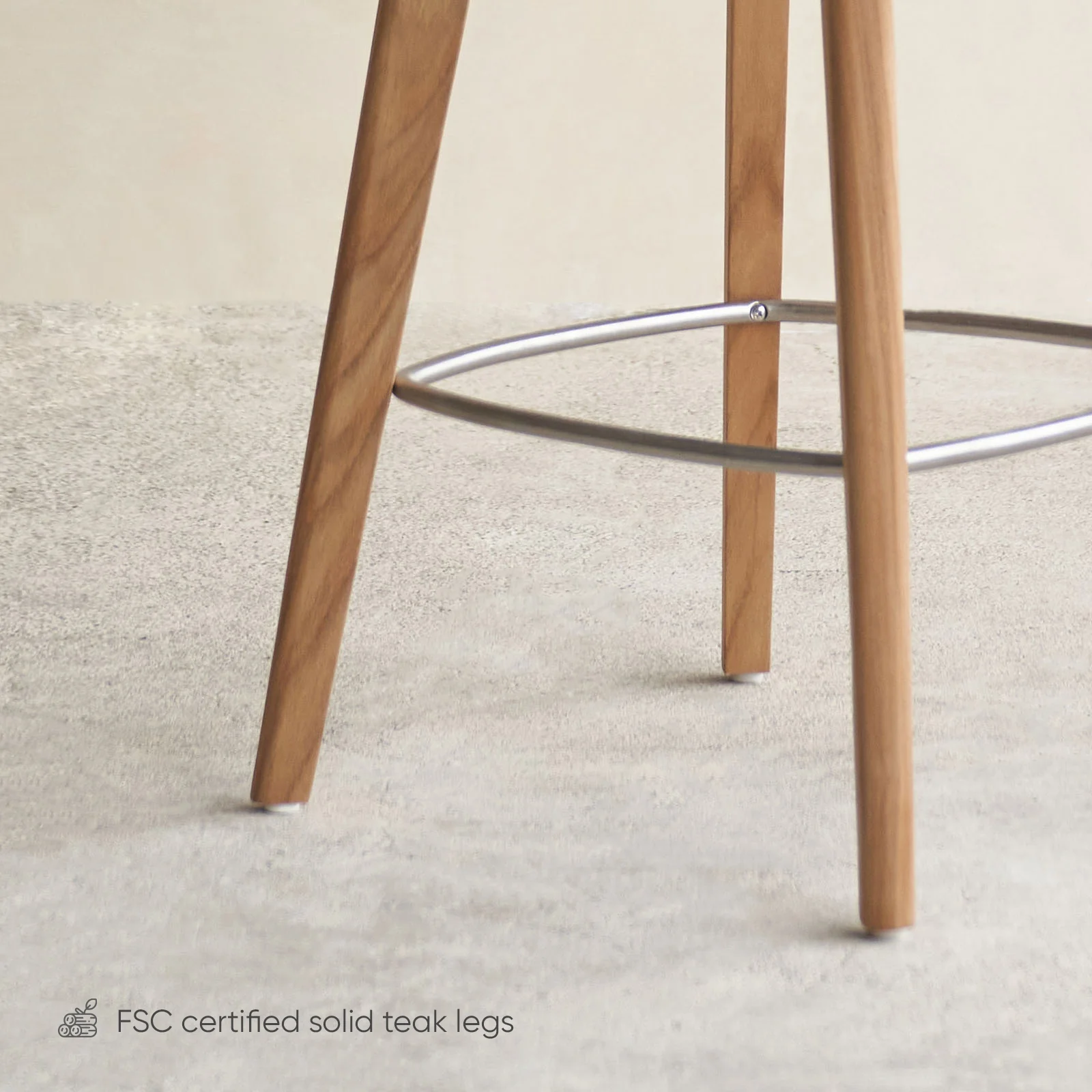 Avril Bar Stool | Teak Frame - Black - Image 3