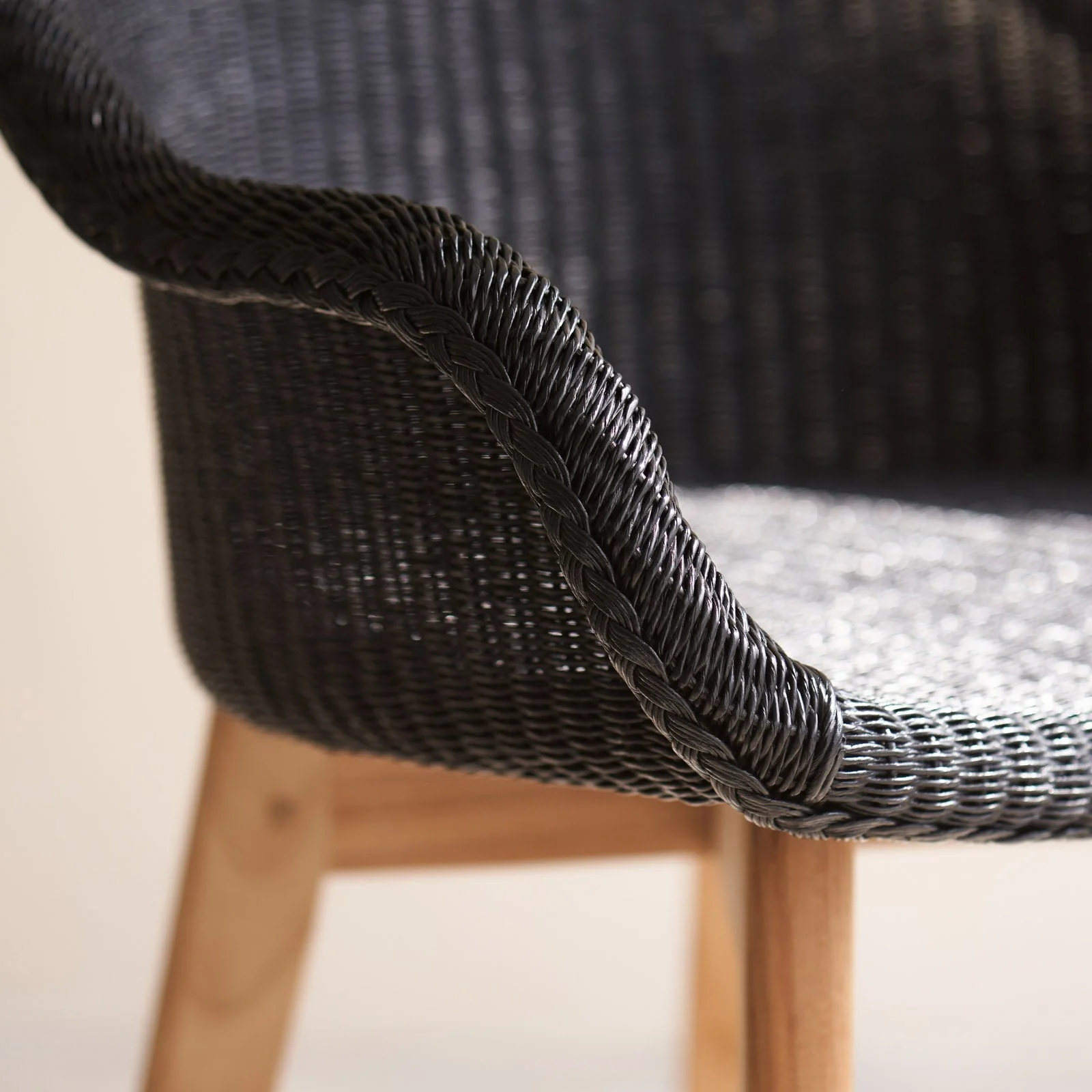 Avril Bar Stool | Teak Frame - Black - Image 5