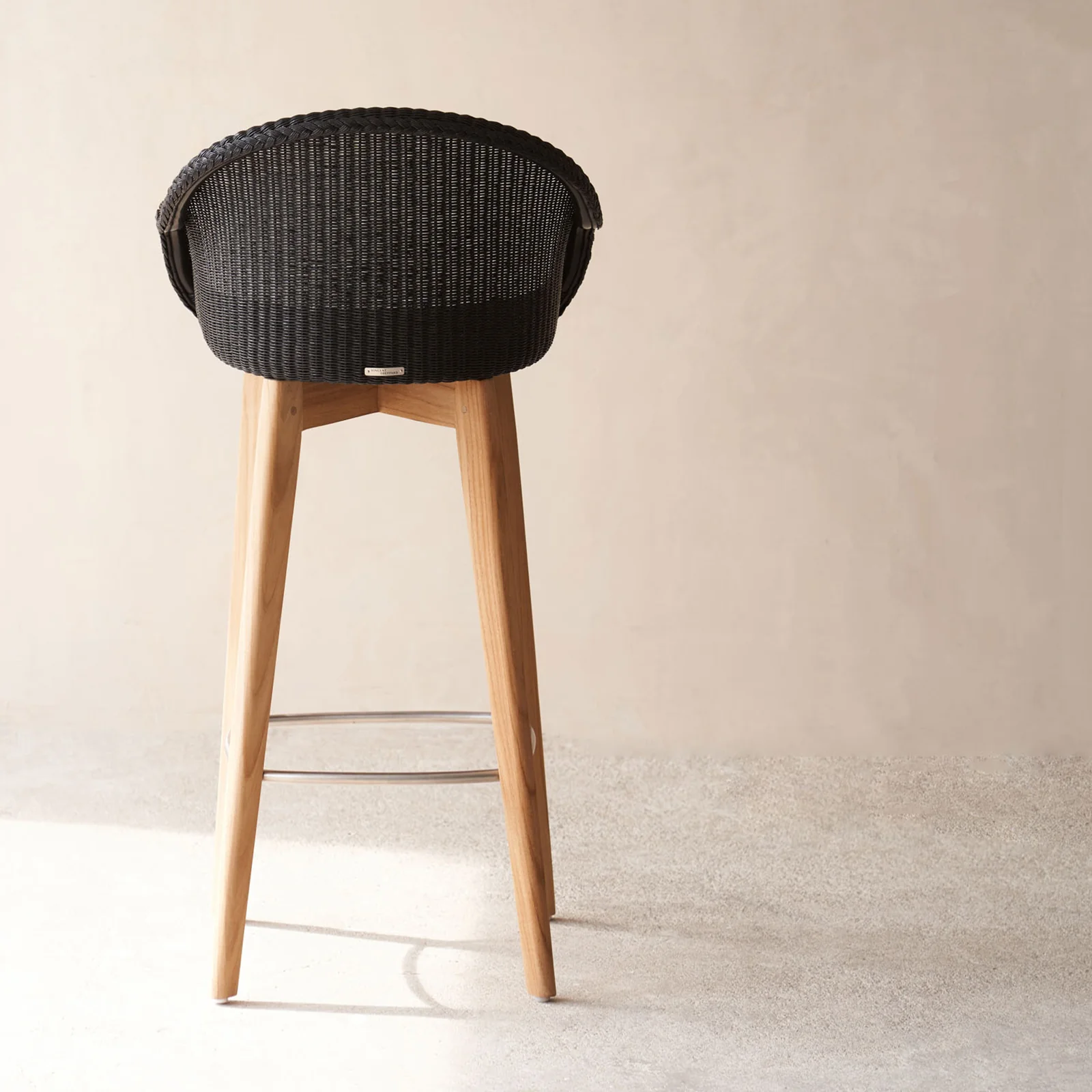 Avril Bar Stool | Teak Frame - Black - Image 6