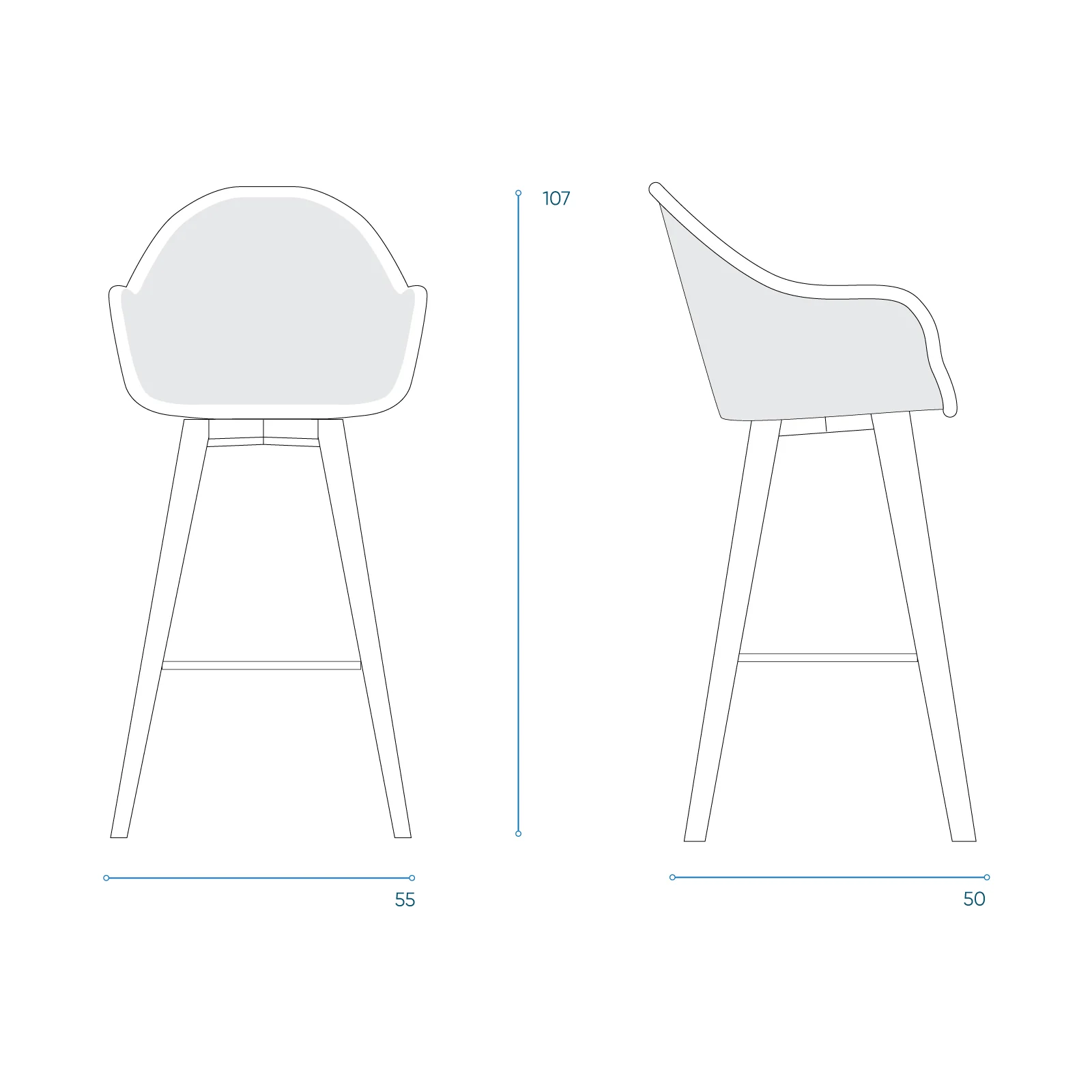 Avril Bar Stool | Teak Frame - Black - Image 7