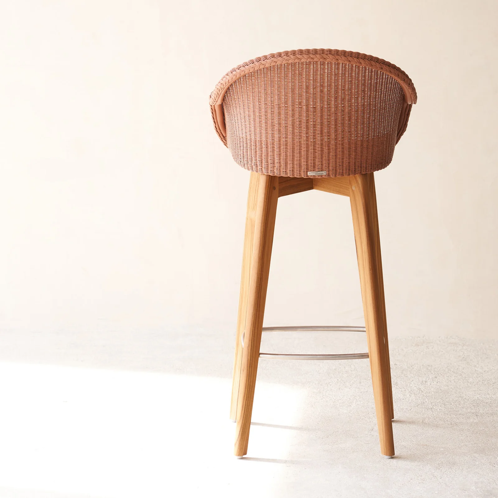 Avril Bar Stool | Teak Frame - Dusty Coral - Image 5
