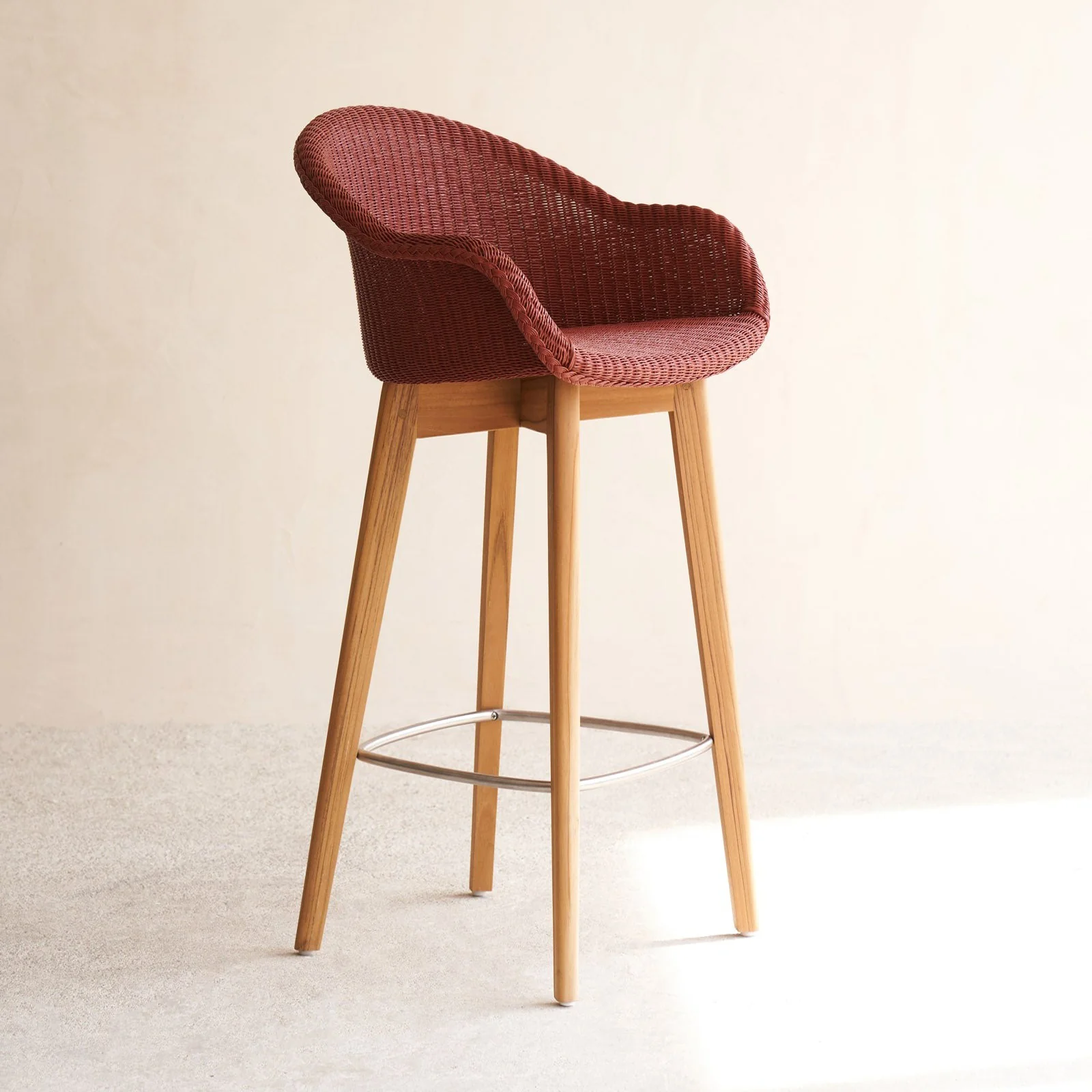 Avril Bar Stool | Teak Frame - Terracotta - Image 3