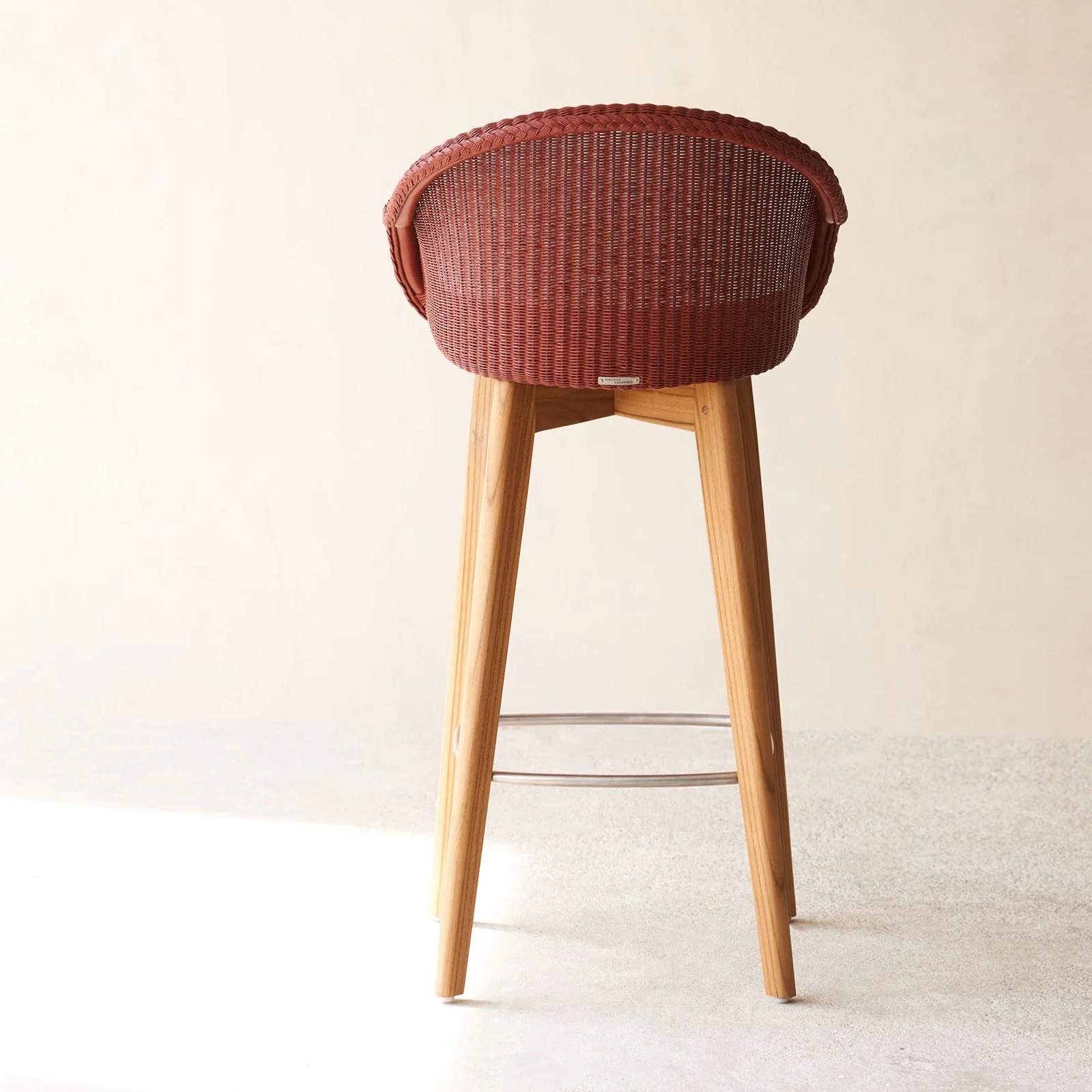 Avril Bar Stool | Teak Frame - Terracotta - Image 4