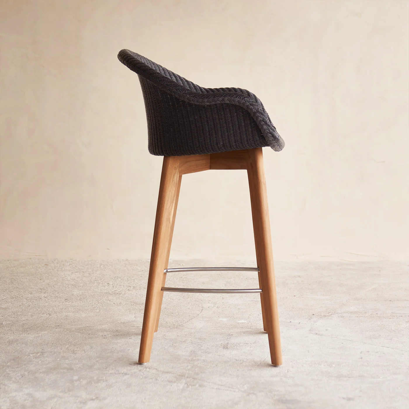 Avril Counter Stool | Teak Frame - Black - Image 3
