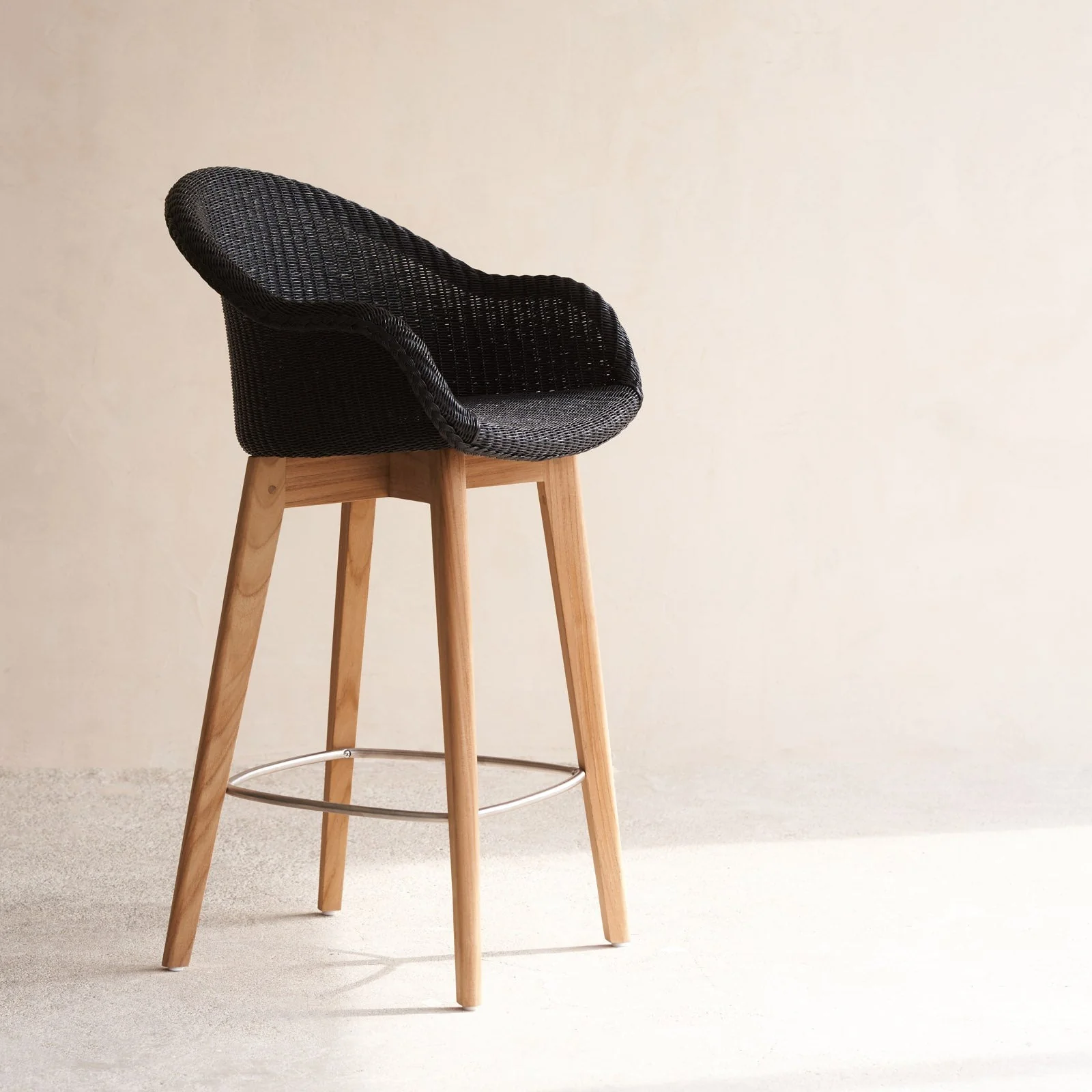 Avril Counter Stool | Teak Frame - Black - Image 5