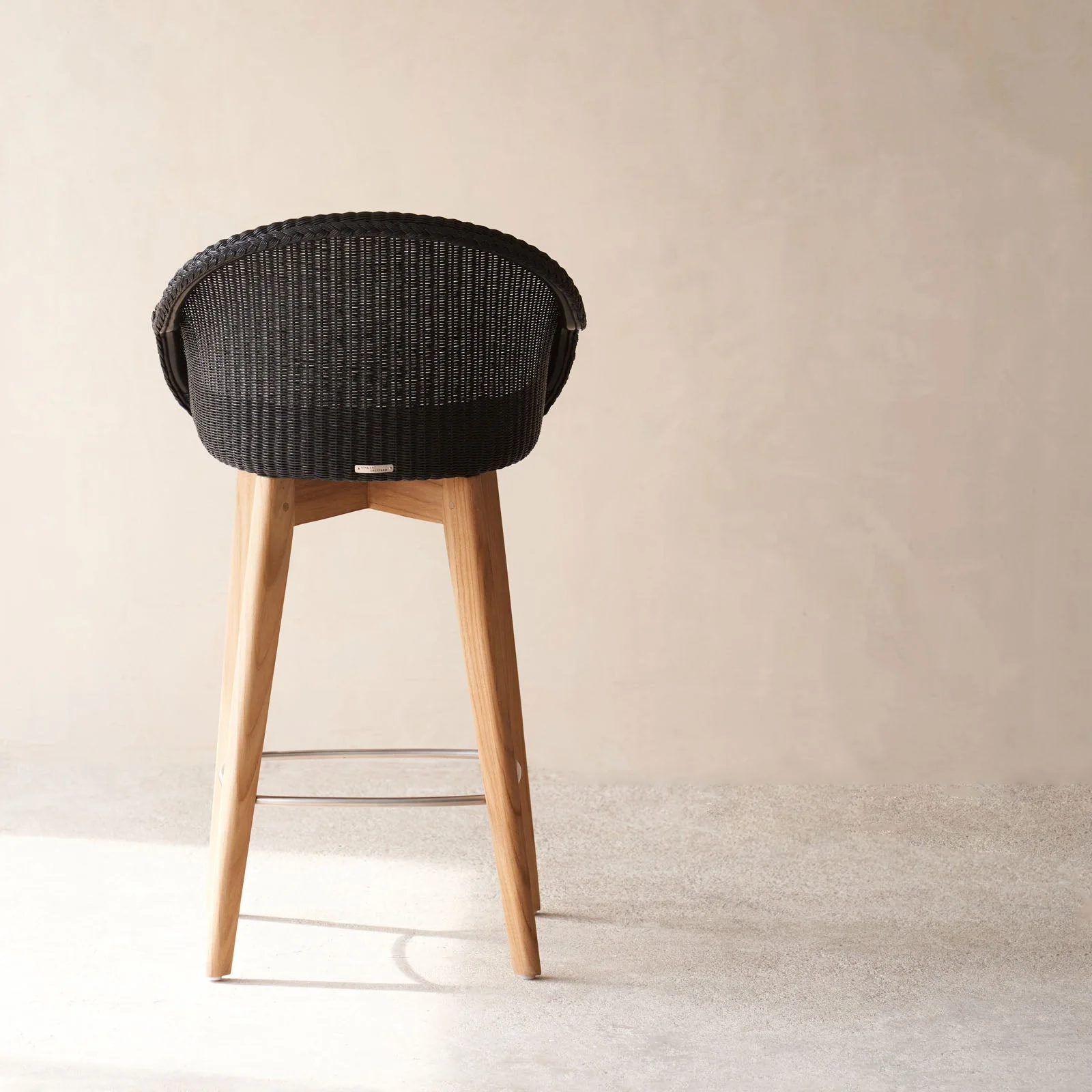 Avril Counter Stool | Teak Frame - Black - Image 6
