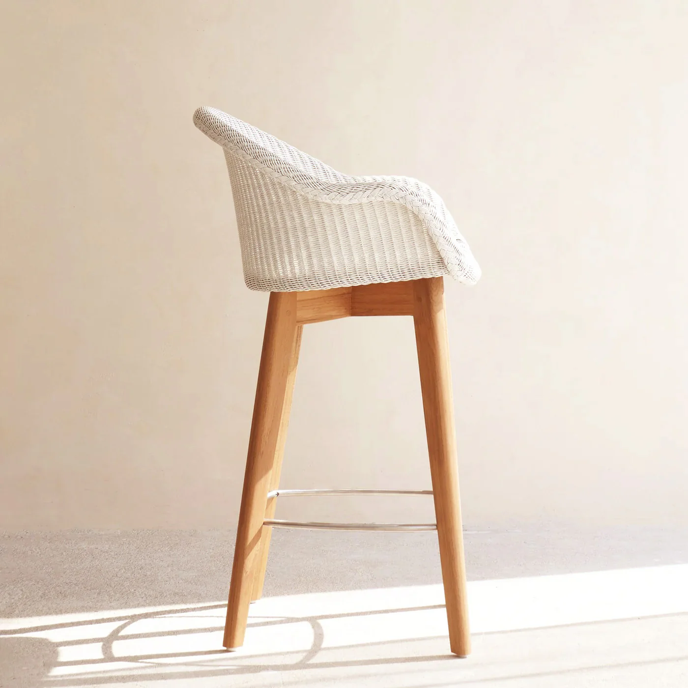Avril Counter Stool | Teak Frame - Pure White - Image 3