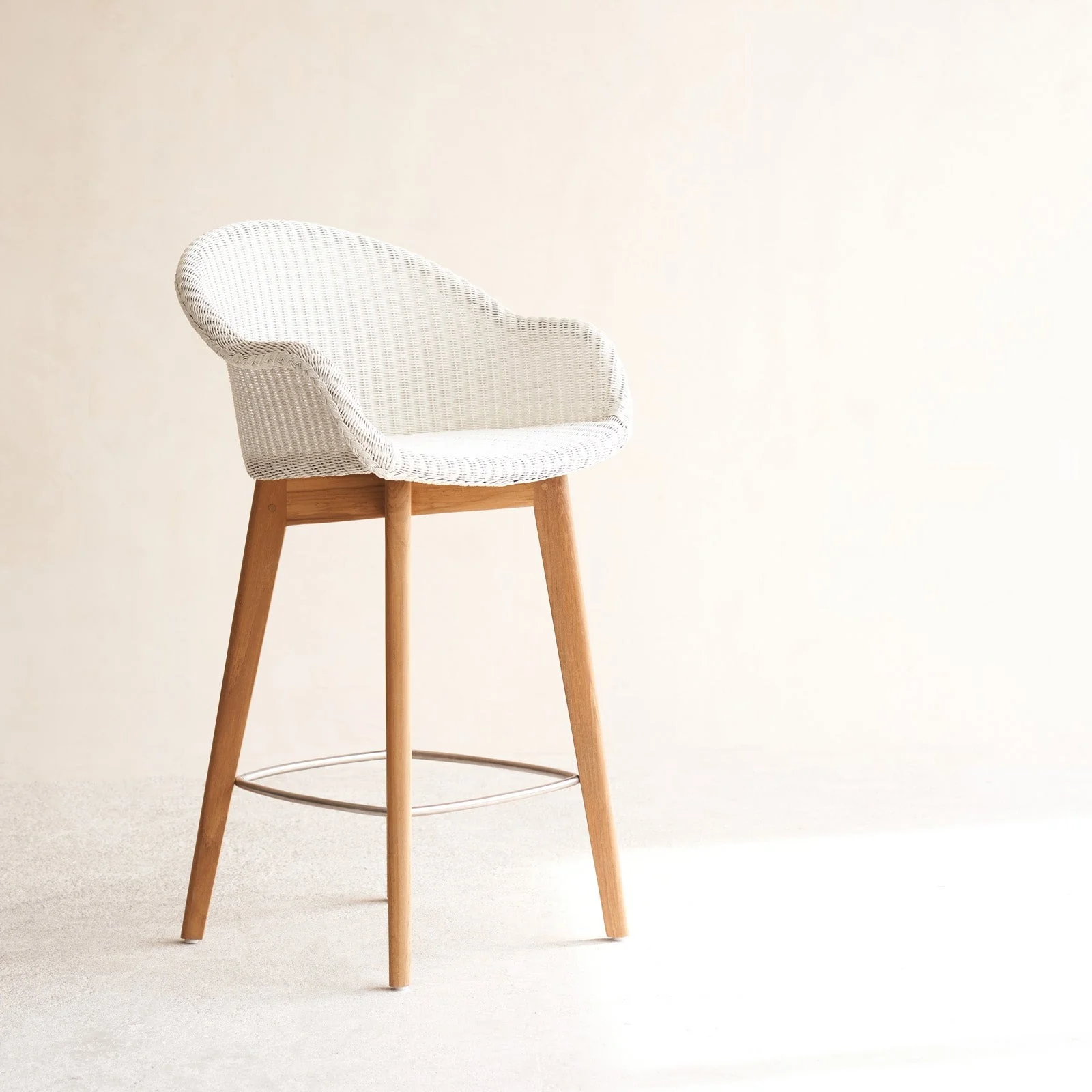 Avril Counter Stool | Teak Frame - Pure White - Image 4