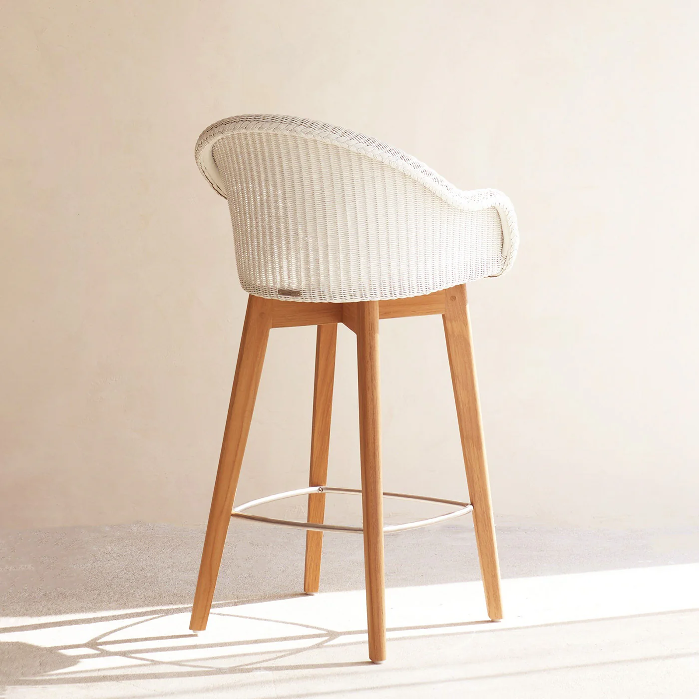 Avril Counter Stool | Teak Frame - Pure White - Image 5