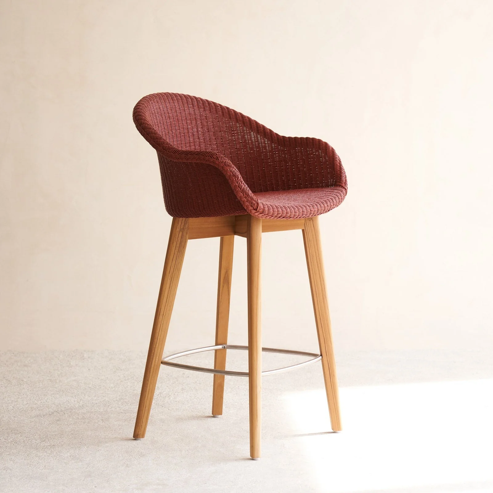 Avril Counter Stool | Teak Frame - Terracotta - Image 4