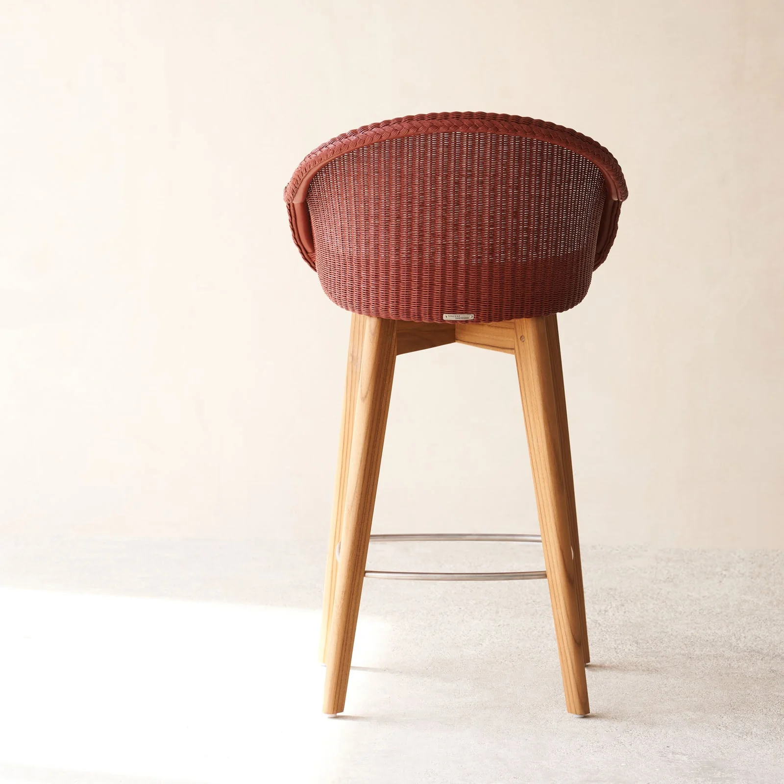 Avril Counter Stool | Teak Frame - Terracotta - Image 5