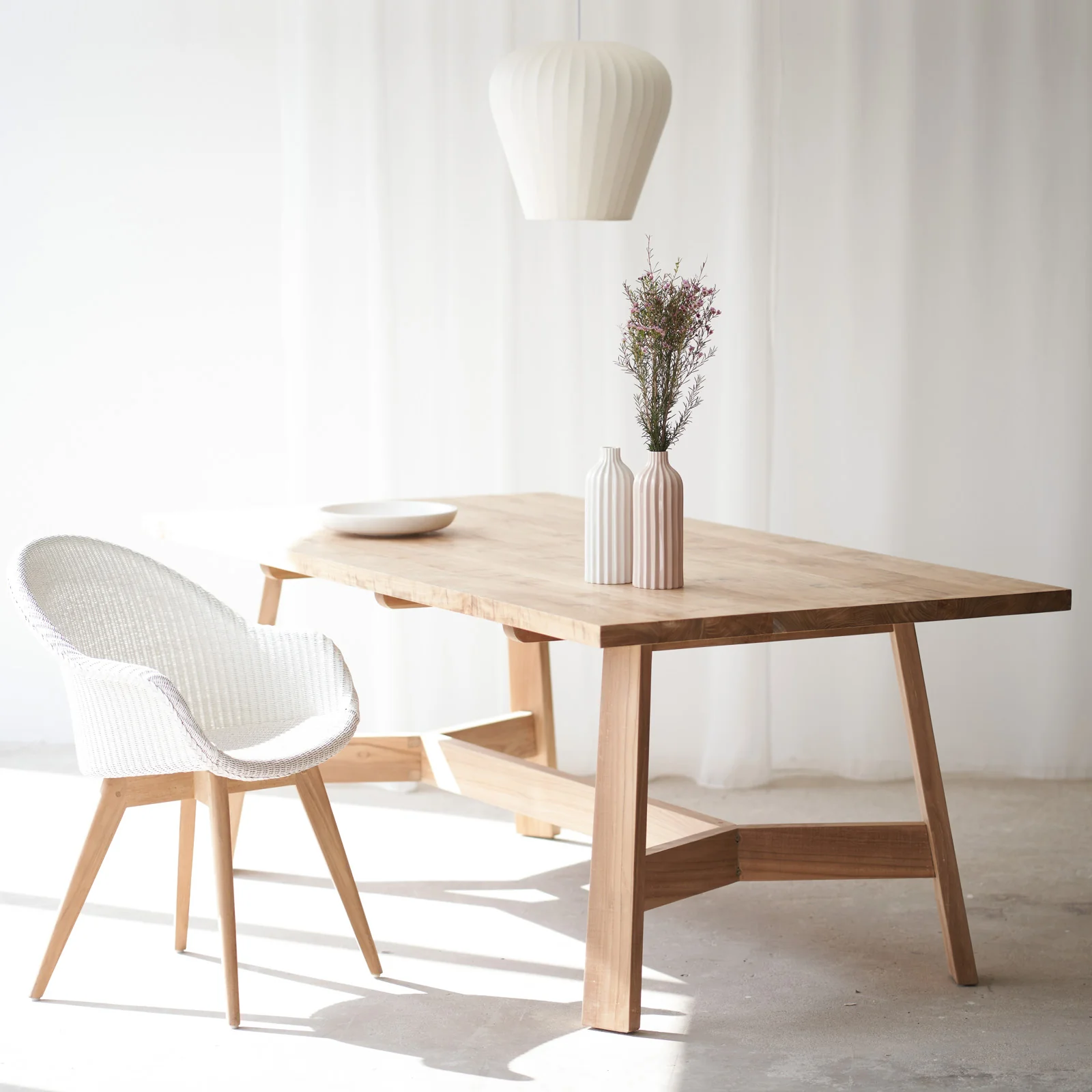 Avril Dining Chair | Teak - Pure White - Image 8