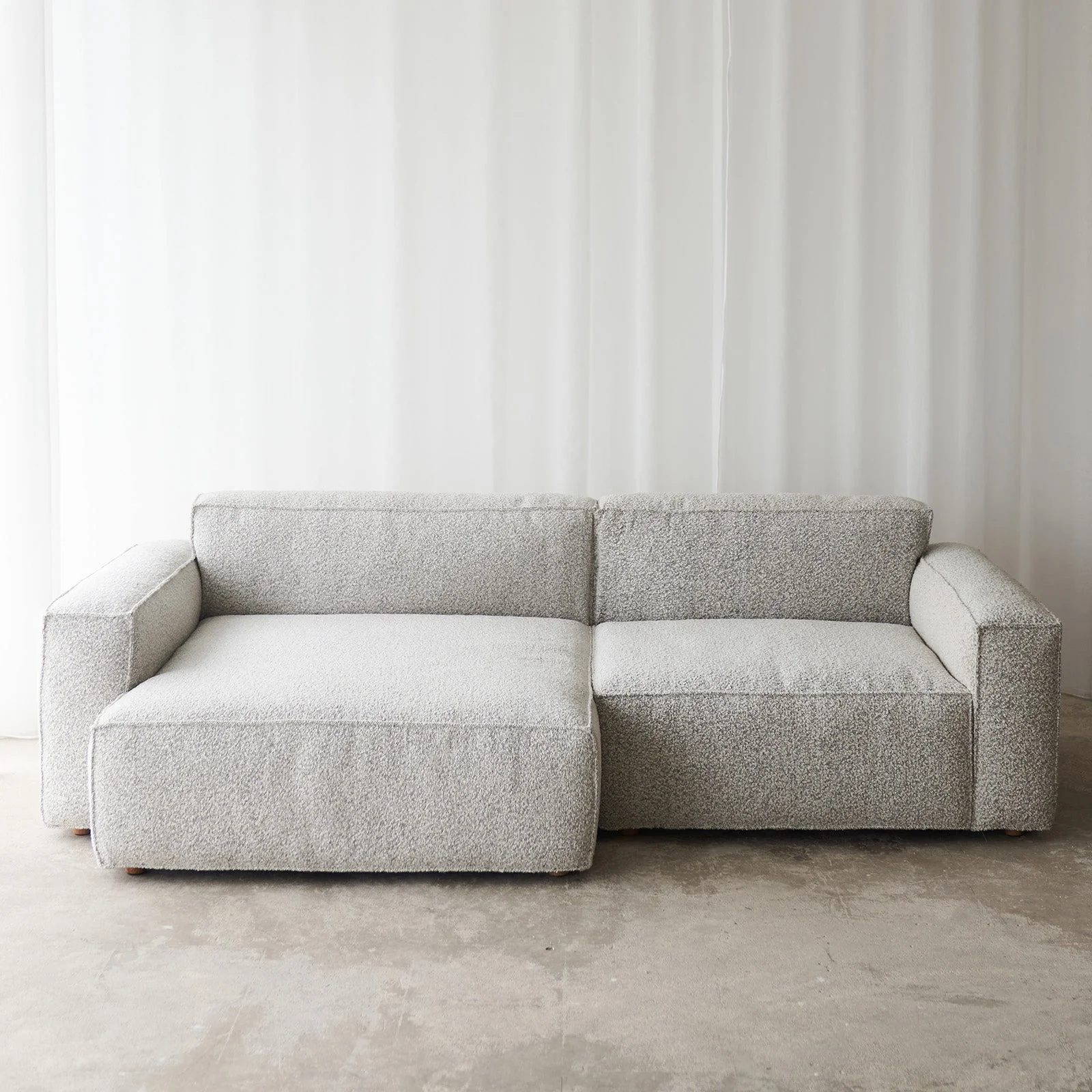 Baker Fabric L Shape Sofa | Salt & Pepper (248cm) - Image 3