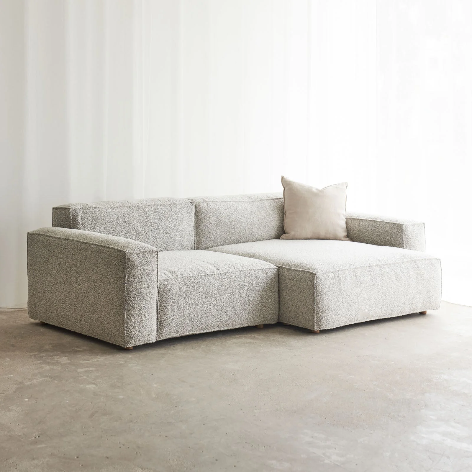 Baker Fabric L Shape Sofa | Salt & Pepper (248cm) - Image 4