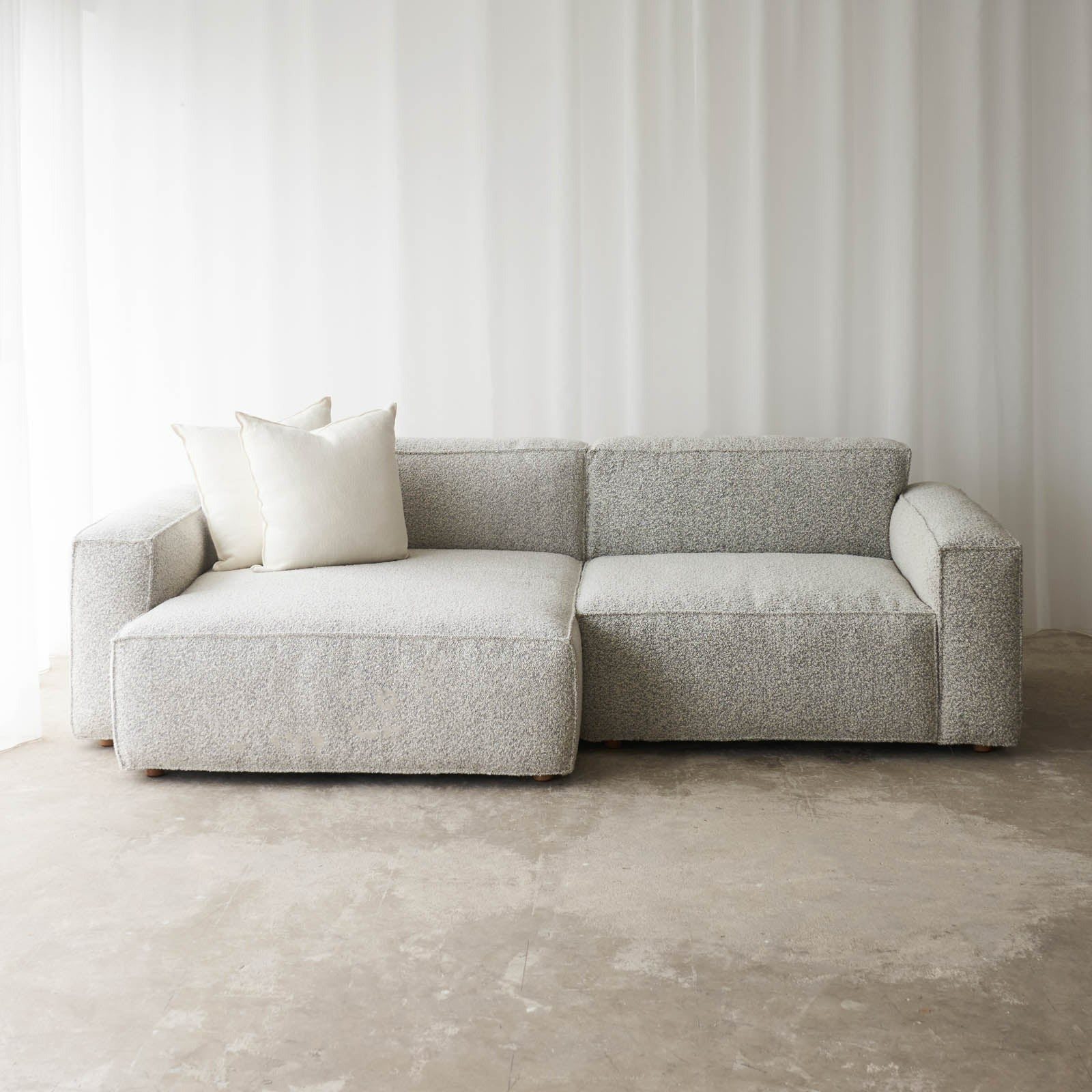 Baker Fabric L Shape Sofa | Salt & Pepper (248cm) - Image 6
