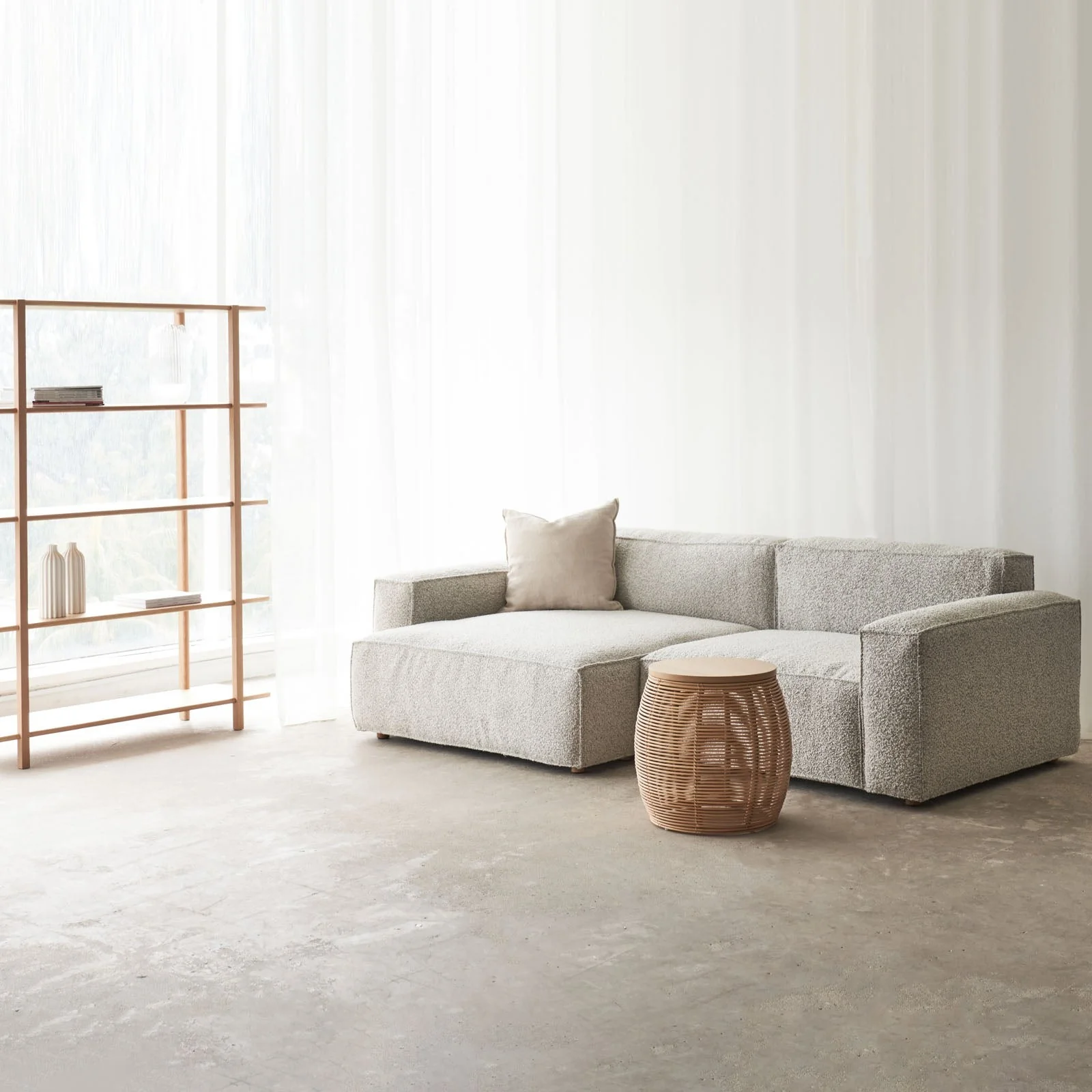 Baker Fabric L Shape Sofa | Salt & Pepper (248cm) - Image 7