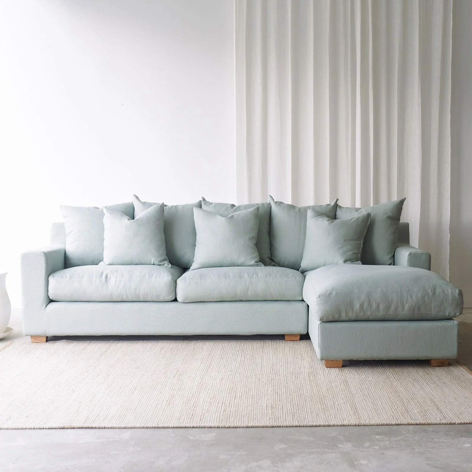 Beccy Fabric L Shape Sofa | Celadon (290cm) - Image 3