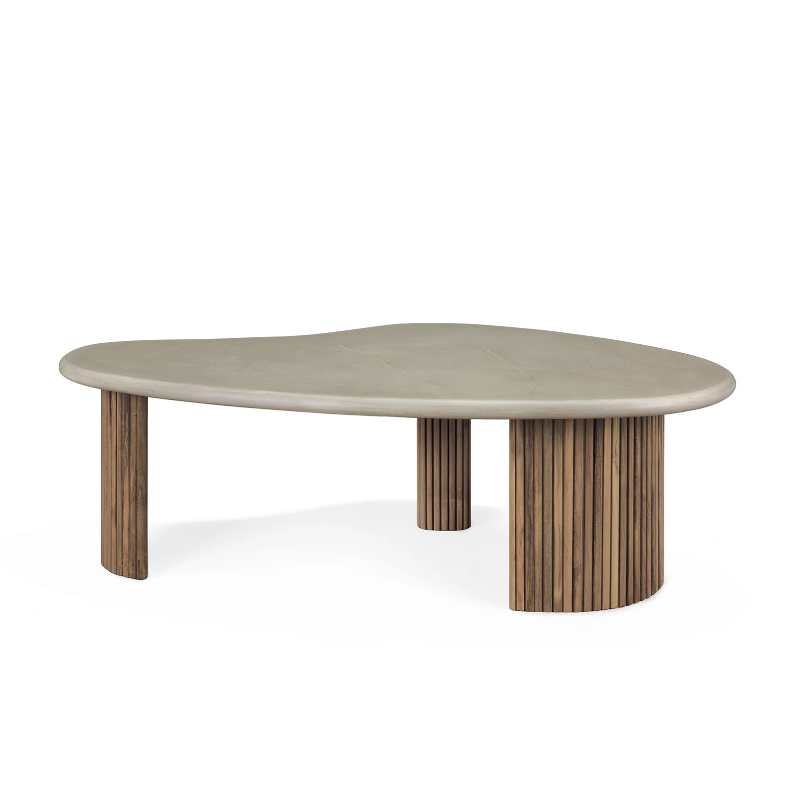 Boomerang Outdoor Coffee Table | Concrete & Teak - Image 10