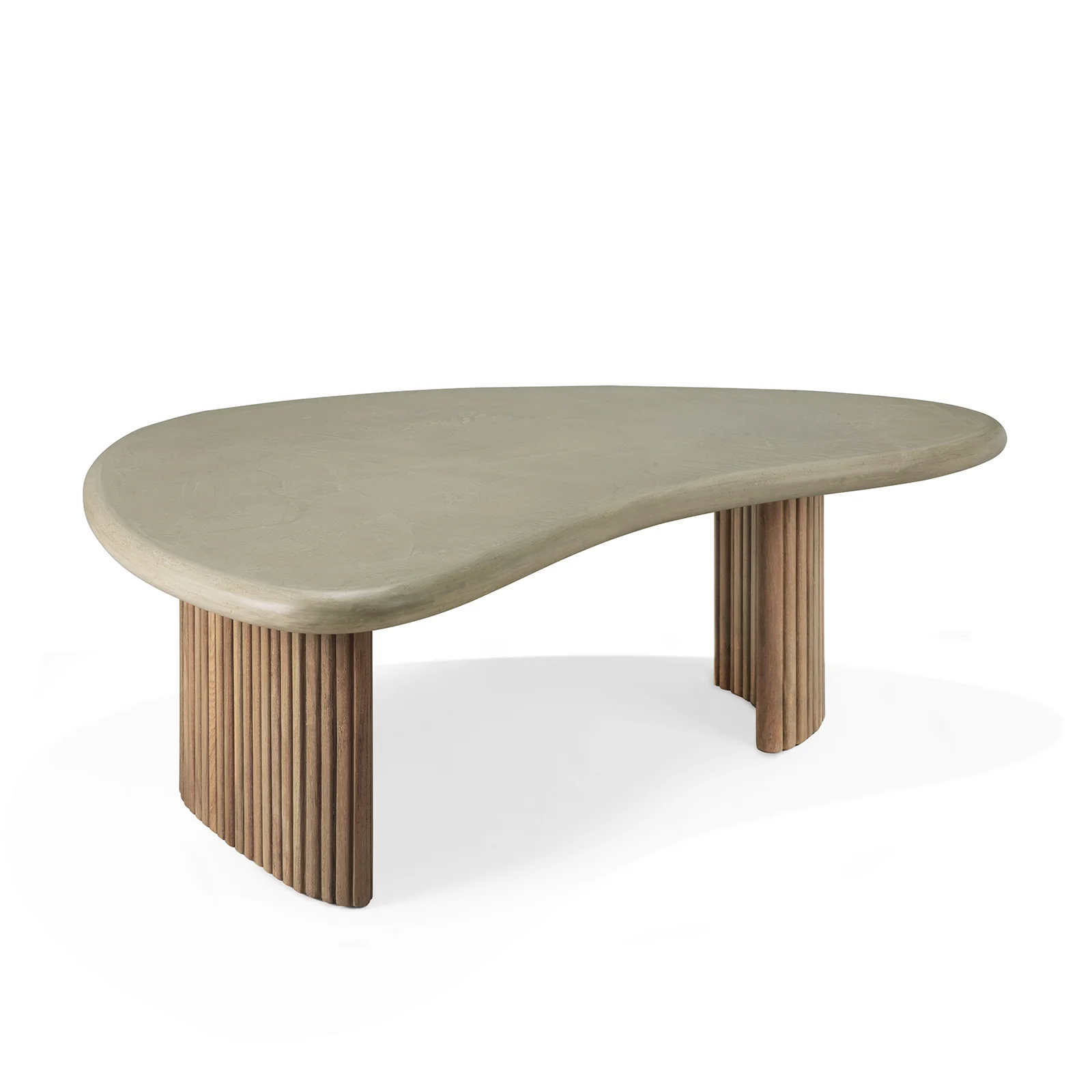 Boomerang Outdoor Coffee Table | Concrete & Teak - Image 5