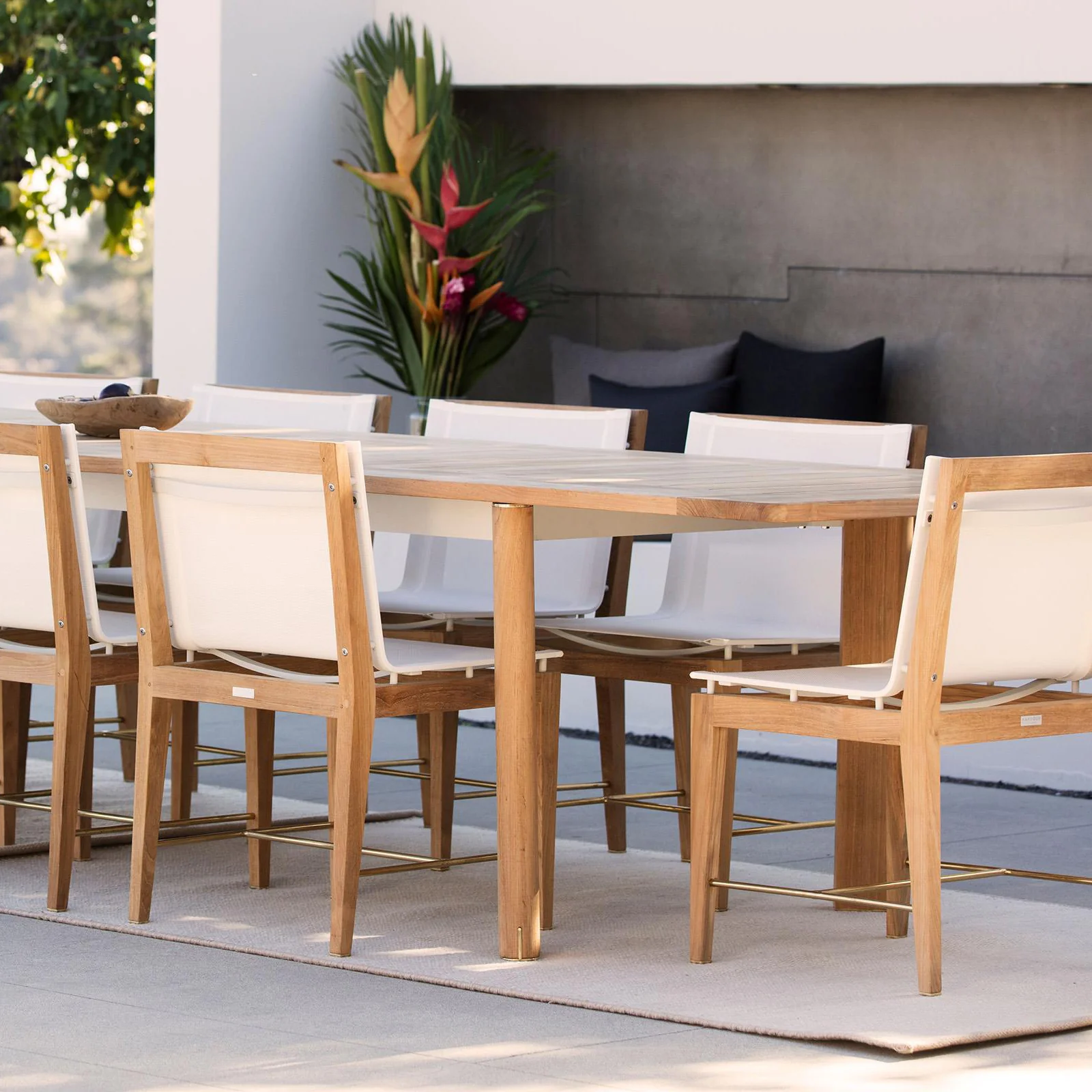 Byron Outdoor Dining Chair | Teak - White - Image 6