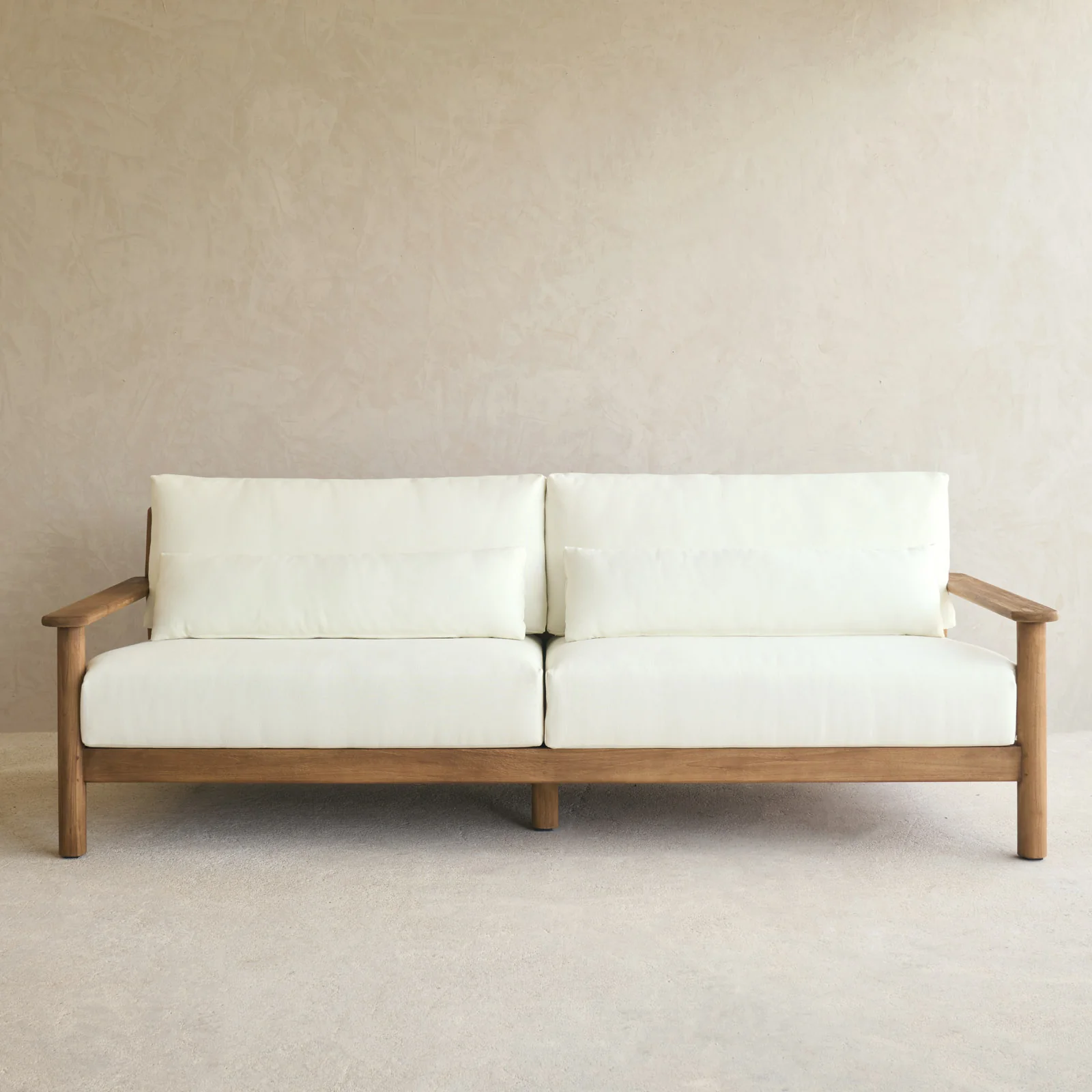Capri Outdoor Sofa | 3 Seater - Graige with Snow Cushion - Image 3