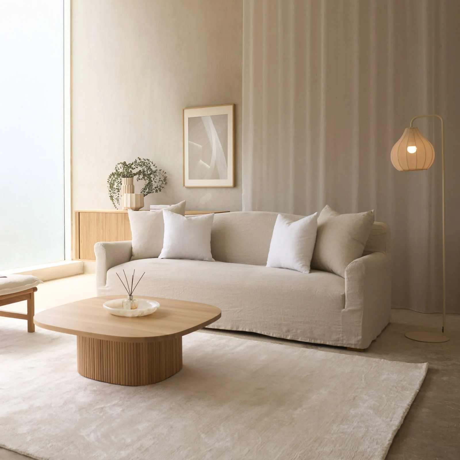 Cascina Fabric Sofa | Natural (230cm) - Image 12